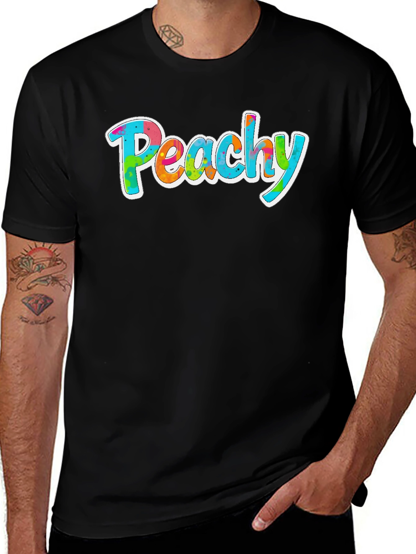 Peachy Graphic Tee - Trendy Tie Dye Style