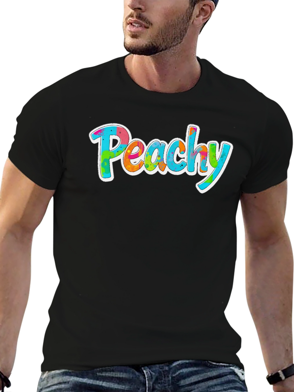 Peachy Graphic Tee - Trendy Tie Dye Style