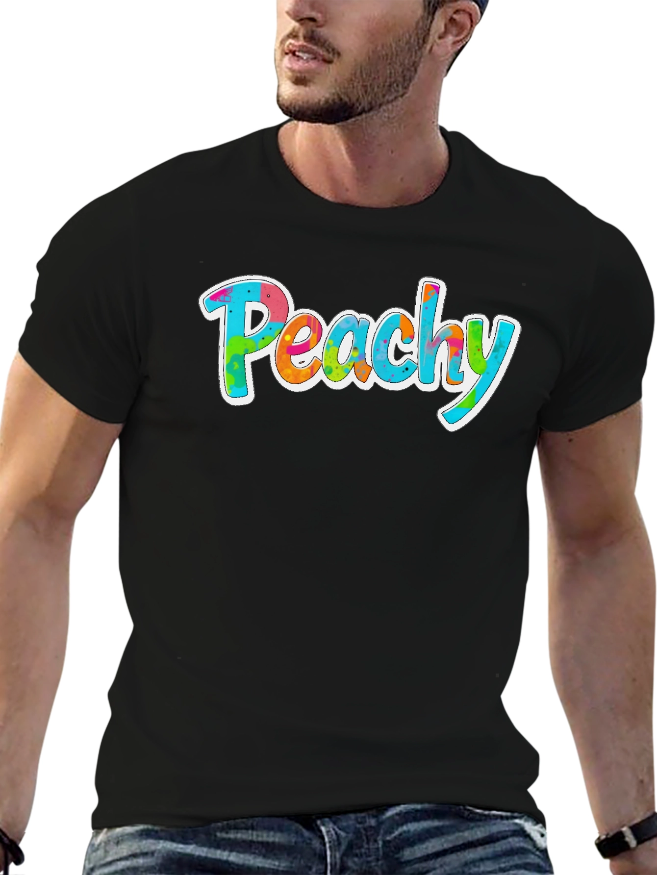Peachy Graphic Tee - Trendy Tie Dye Style