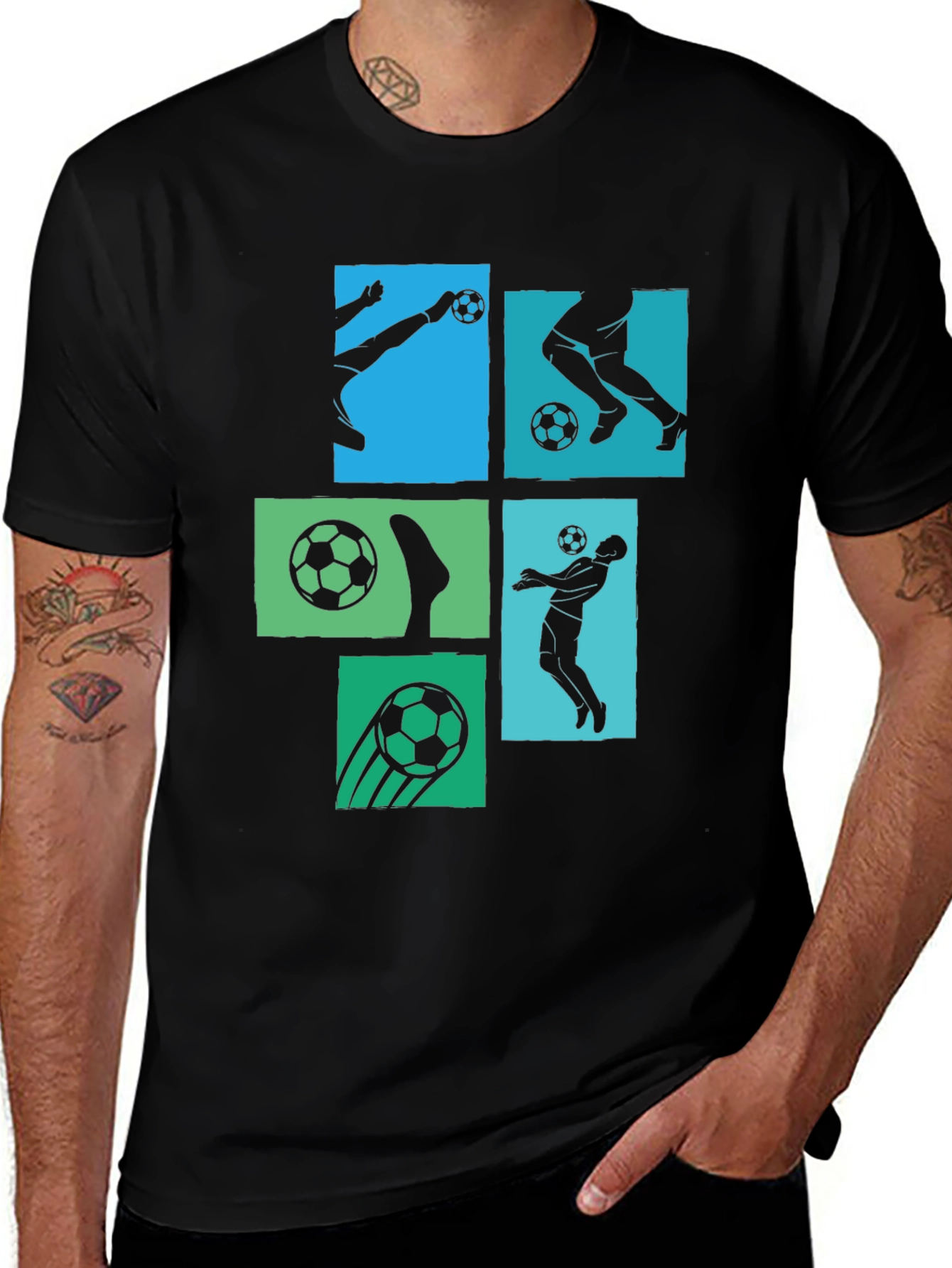 Soccer Graphic Mens Black T-Shirt
