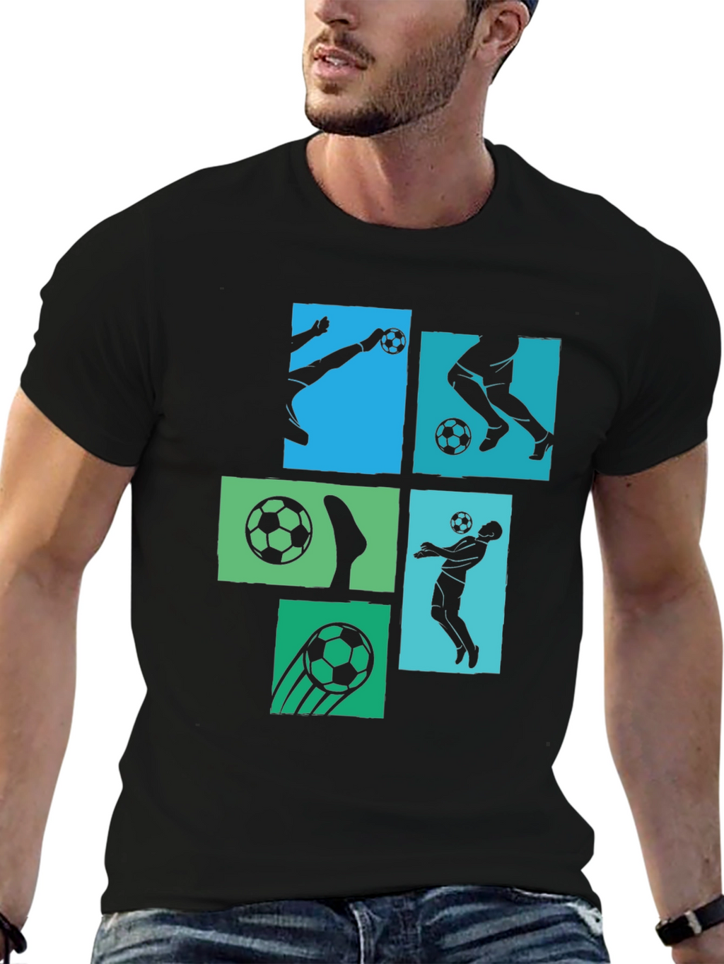 Soccer Graphic Mens Black T-Shirt