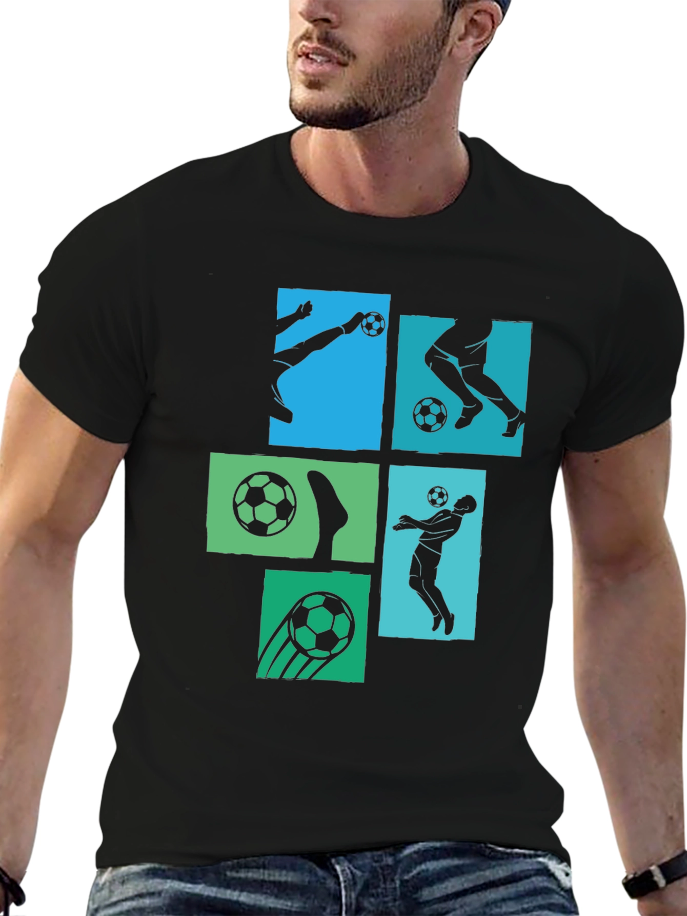 Soccer Graphic Mens Black T-Shirt