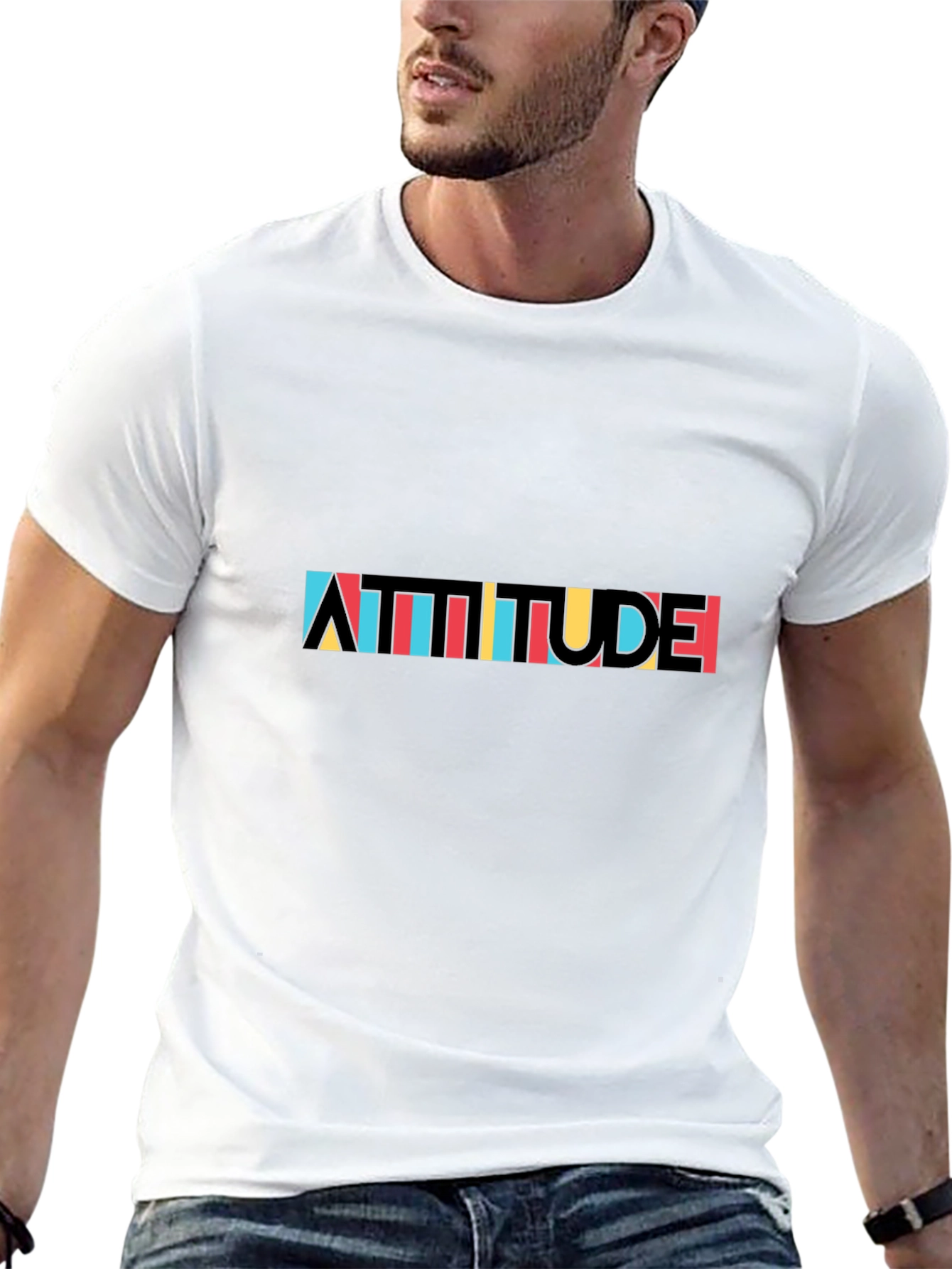 Attitude Graphic Tee - Trendy Mens Black T-Shirt