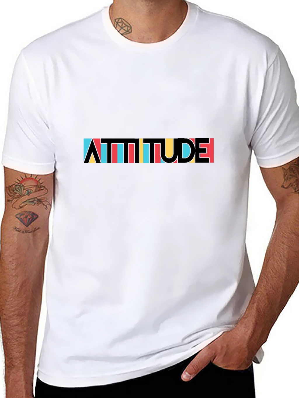 Attitude Graphic Tee - Trendy Mens Black T-Shirt