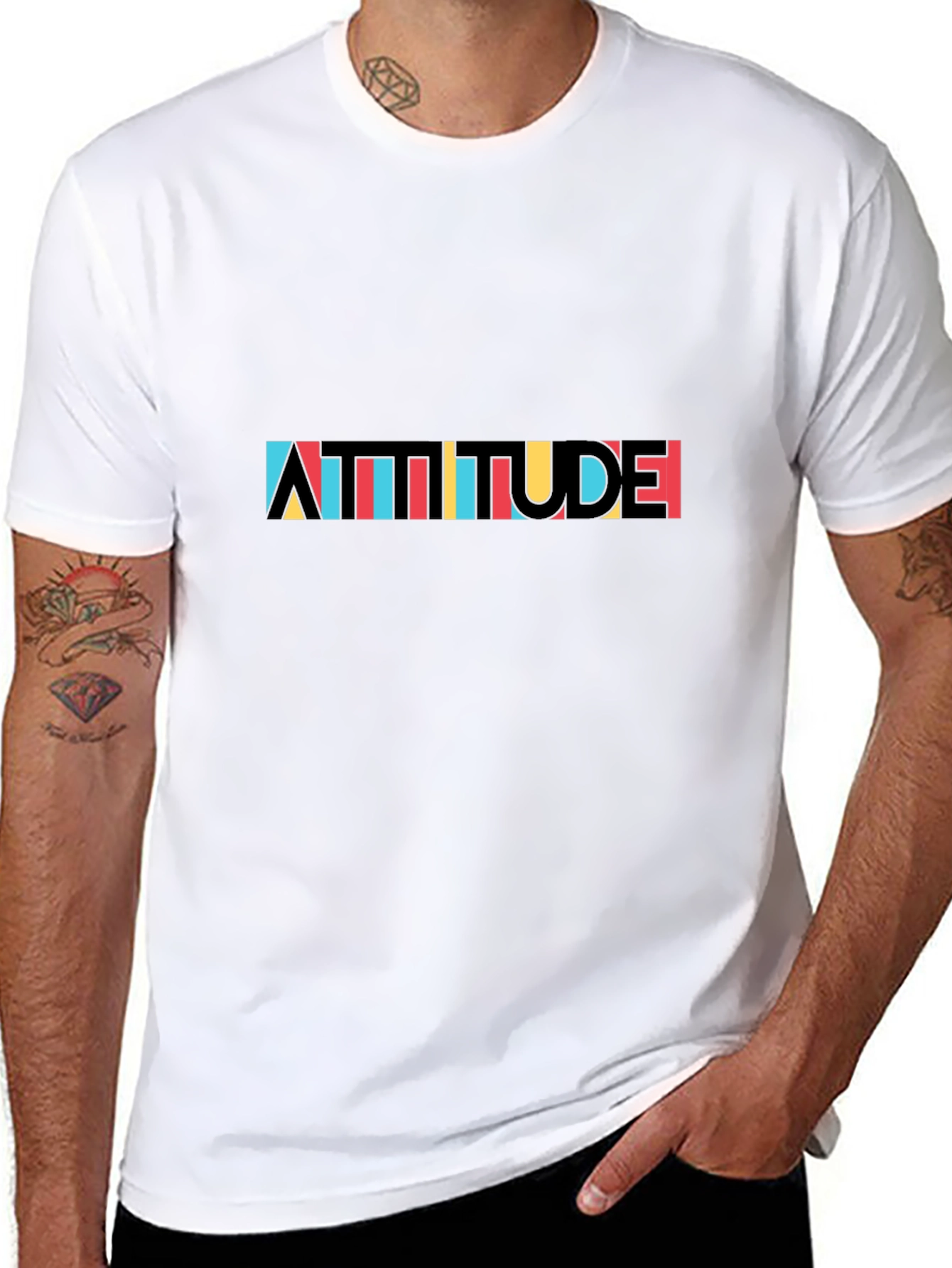 Attitude Graphic Tee - Trendy Mens Black T-Shirt