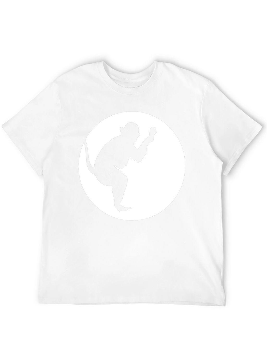 Monkey Silhouette Graphic Tee - Black Cotton Casual
