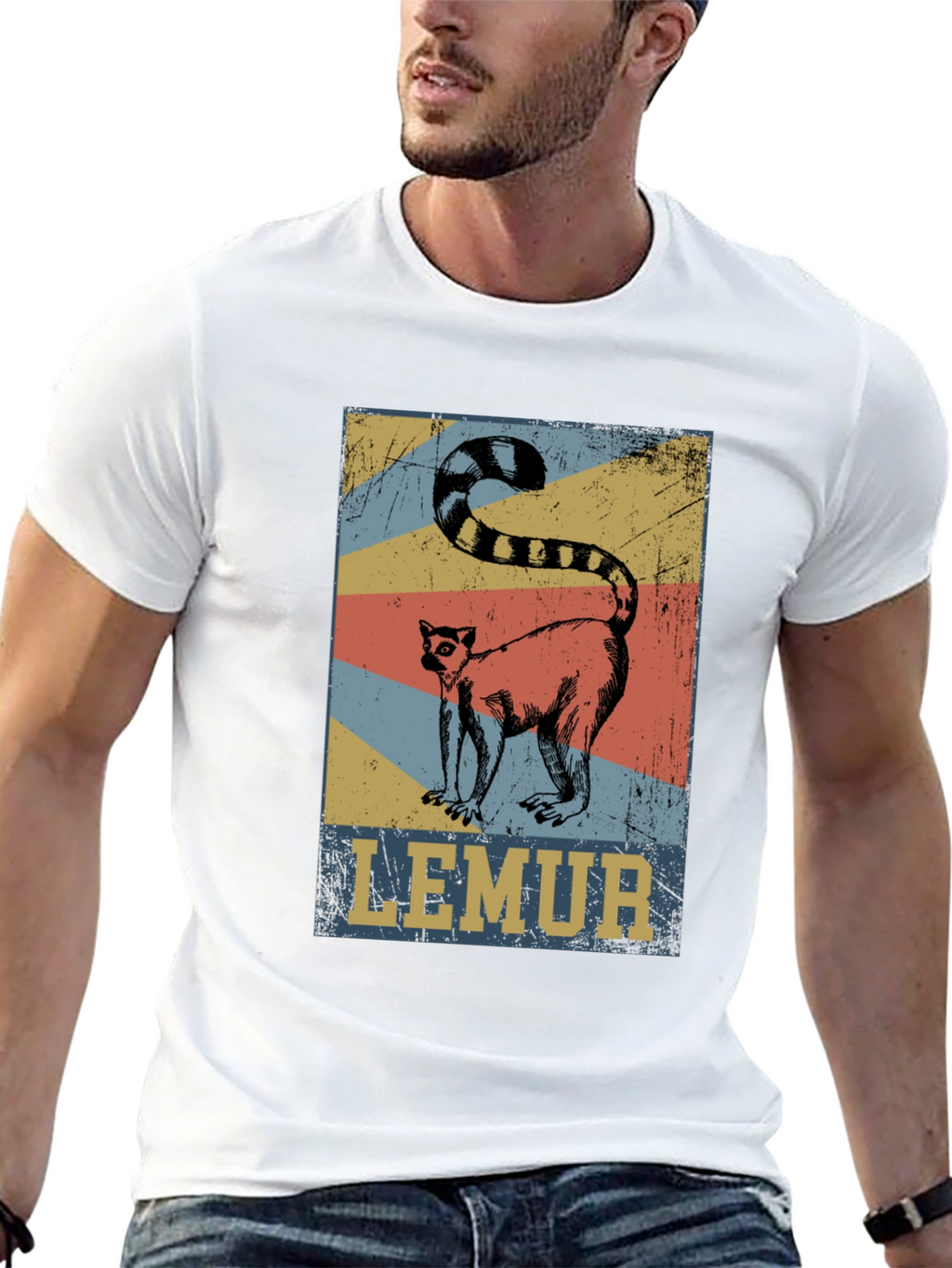 Retro Lemur Graphic Tee - Unisex Cotton T-Shirt