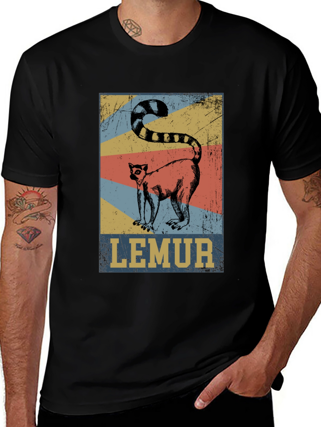 Retro Lemur Graphic Tee - Unisex Cotton T-Shirt