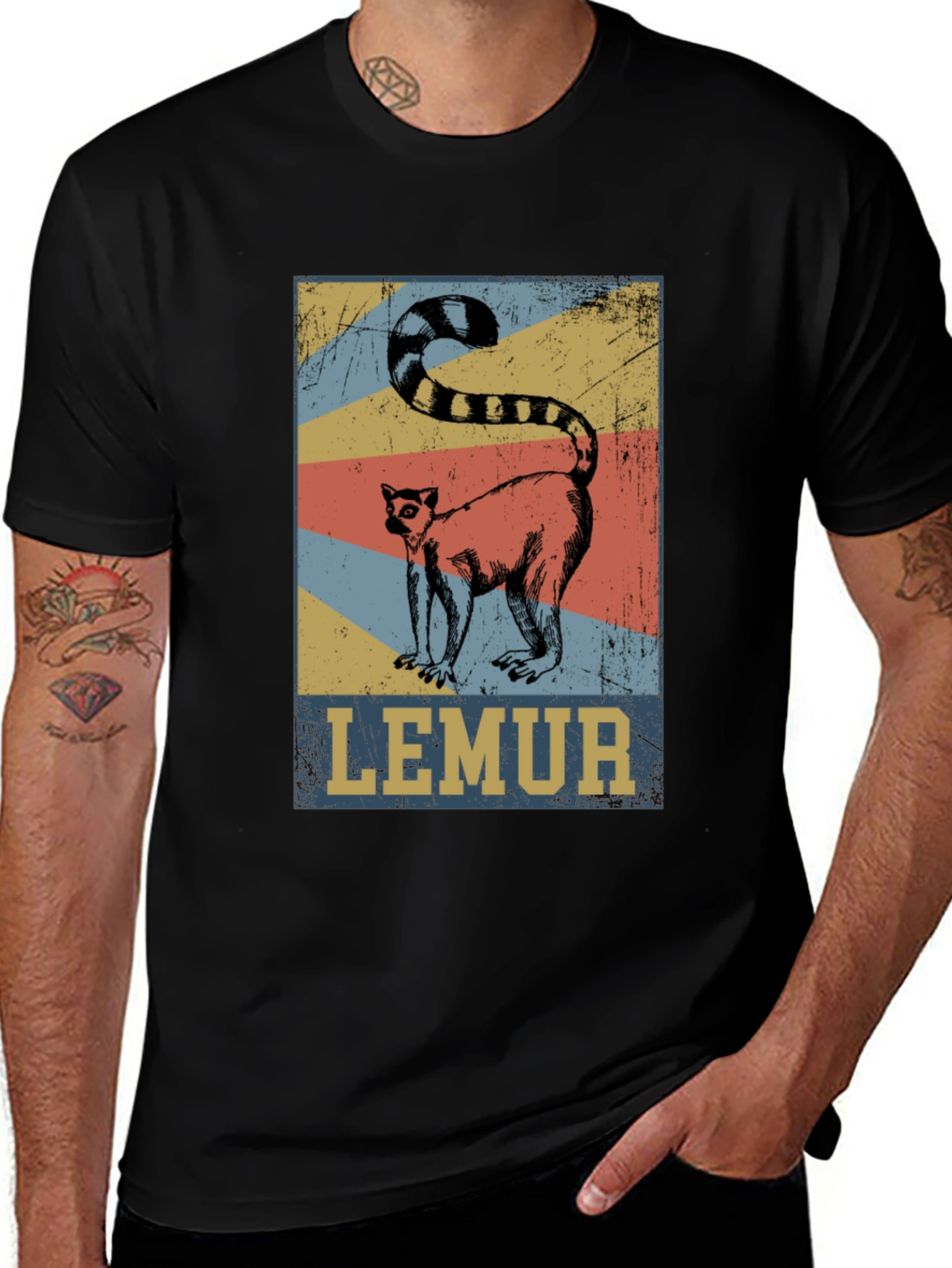 Retro Lemur Graphic Tee - Unisex Cotton T-Shirt