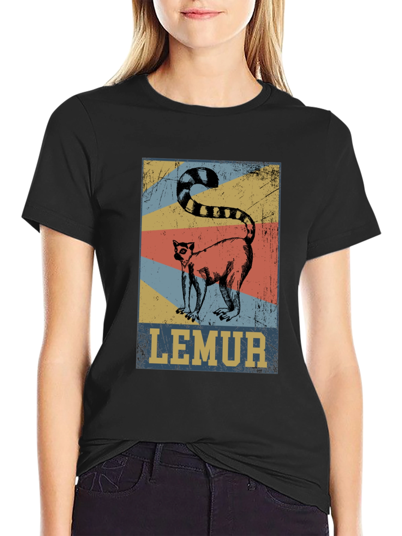 Retro Lemur Graphic Tee - Unisex Cotton T-Shirt