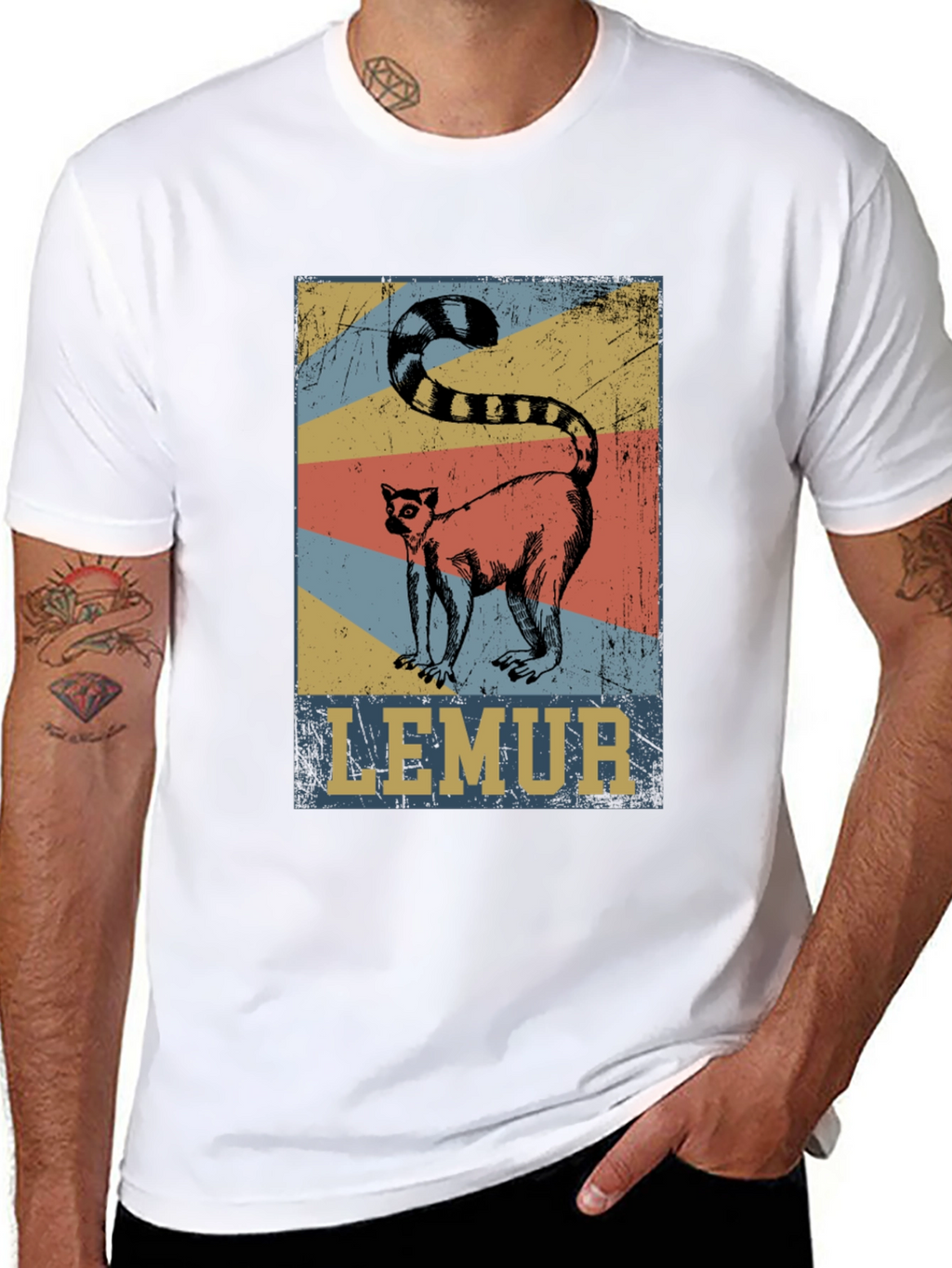 Retro Lemur Graphic Tee - Unisex Cotton T-Shirt