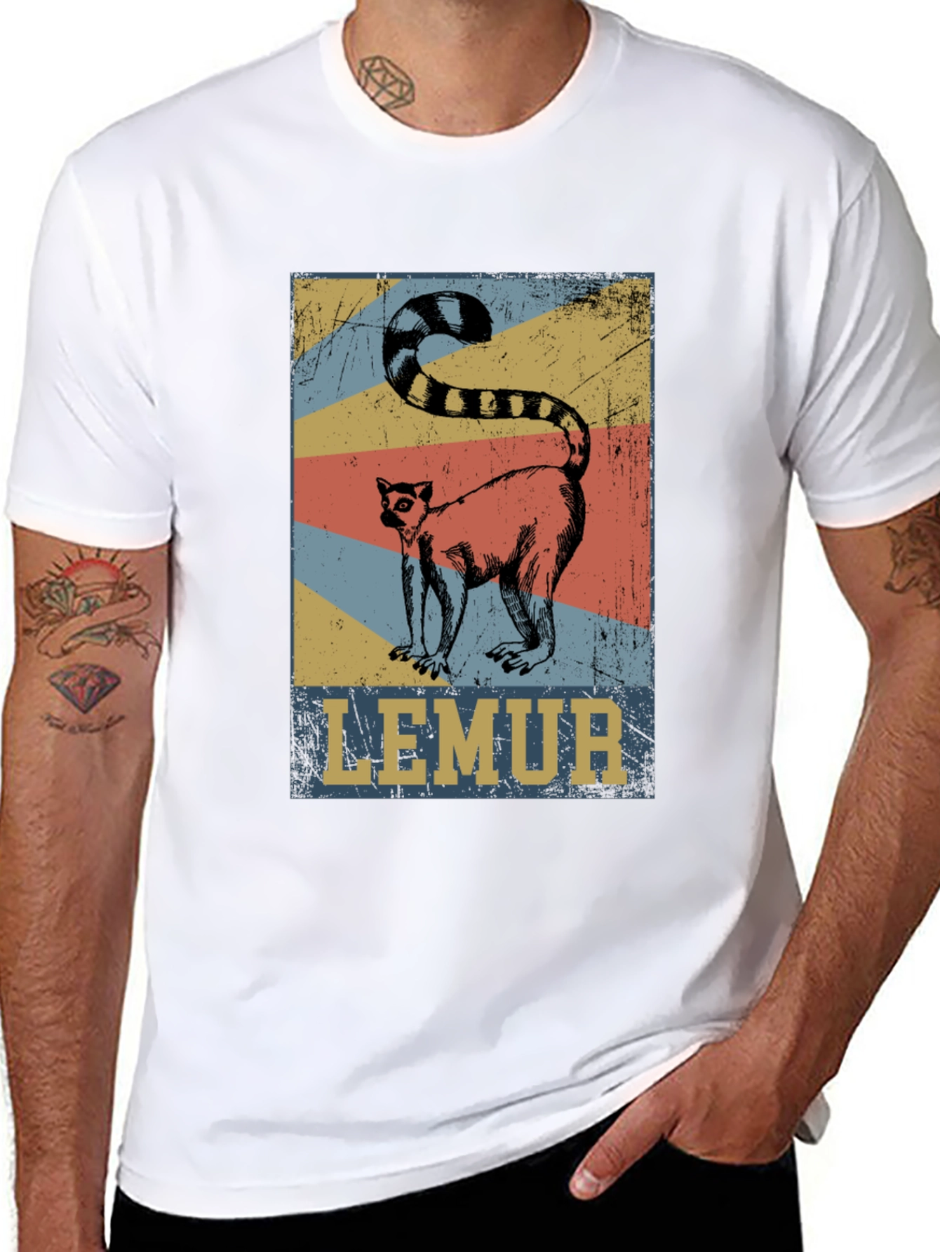 Retro Lemur Graphic Tee - Unisex Cotton T-Shirt