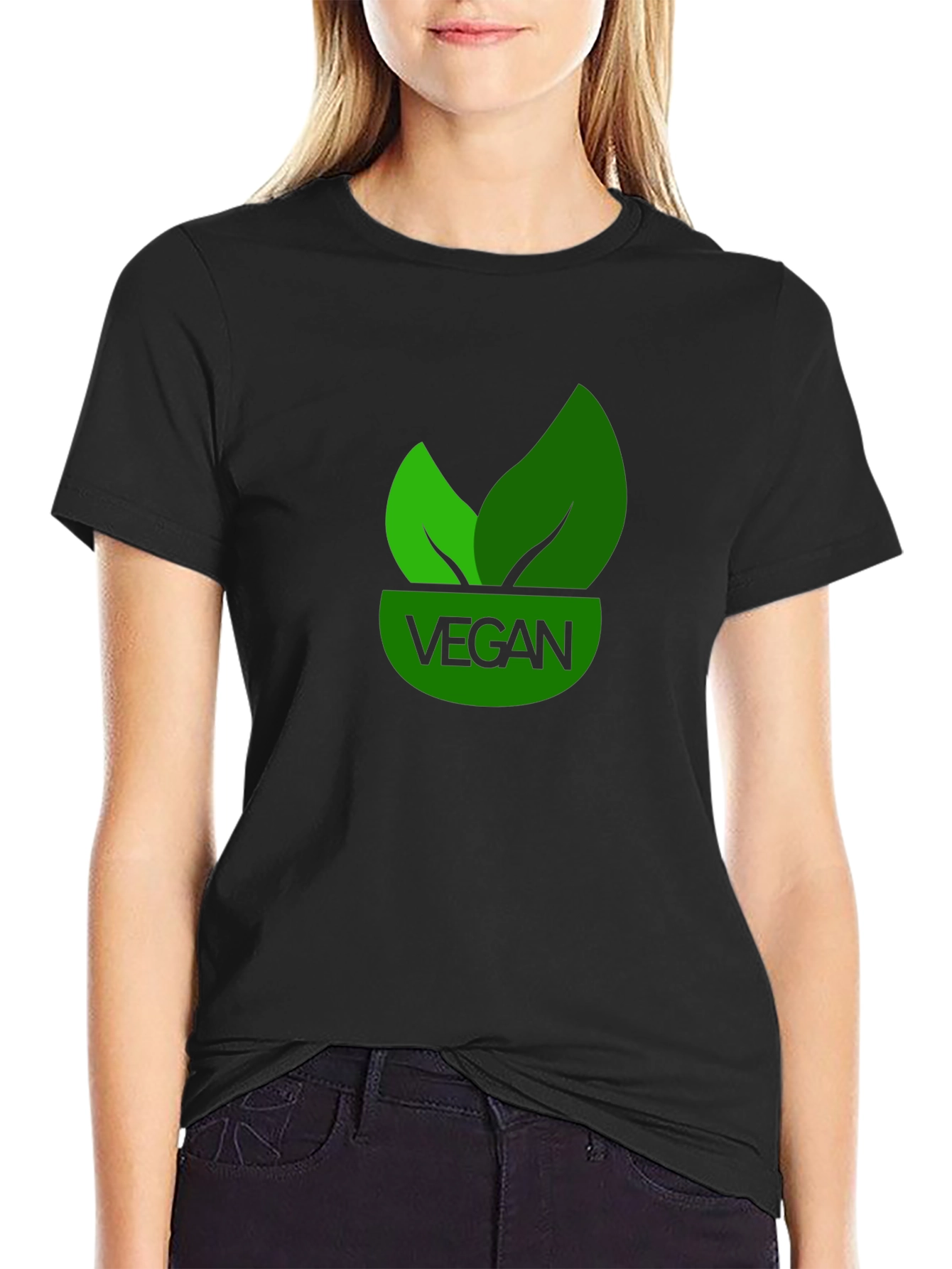 Vegan T-Shirt - Green Leaf Design