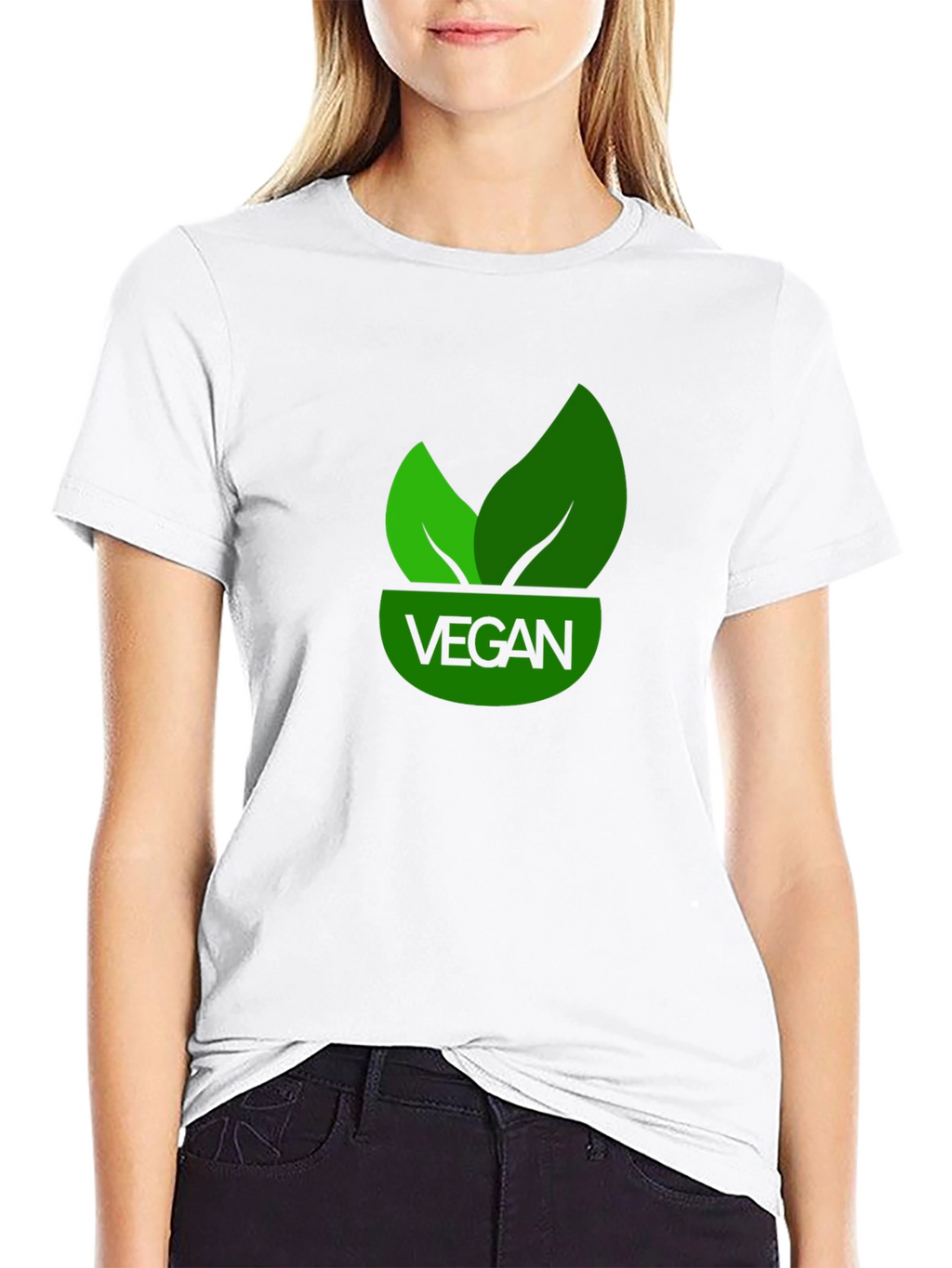 Vegan T-Shirt - Green Leaf Design