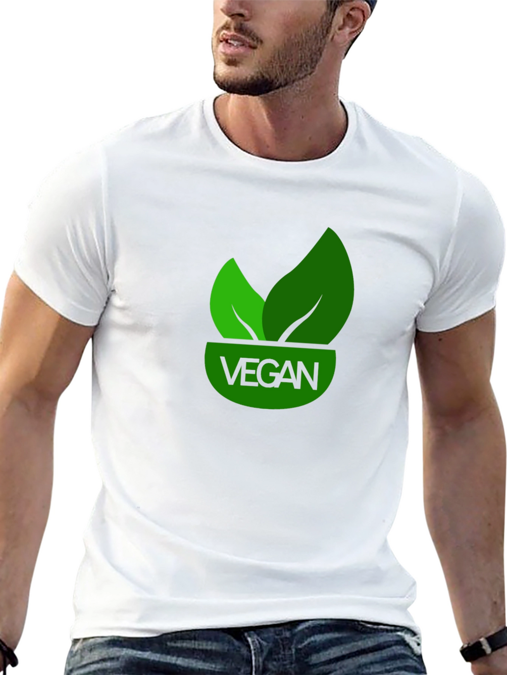 Vegan T-Shirt - Green Leaf Design