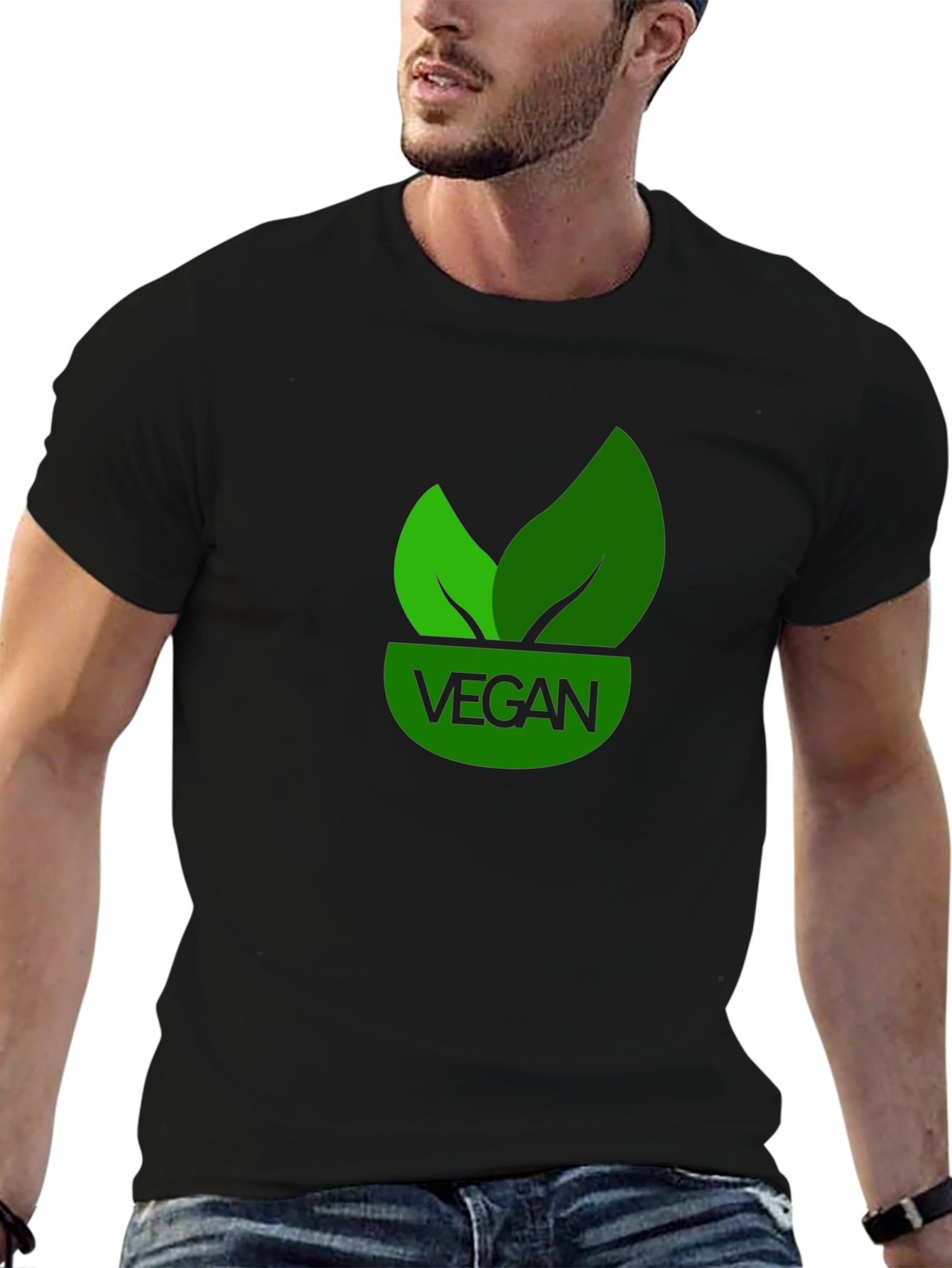 Vegan T-Shirt - Green Leaf Design