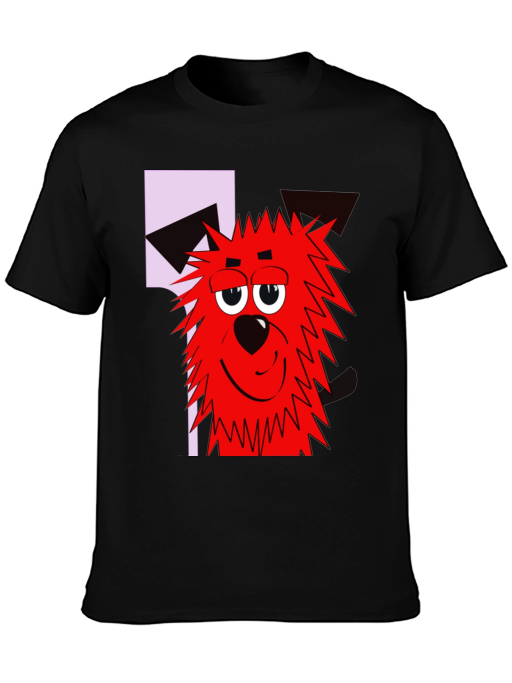Cartoon Dog Graphic T-Shirt - Black Crew Neck Tee