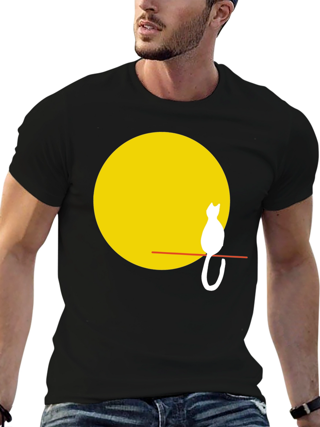Cat Silhouette on Moon T-Shirt