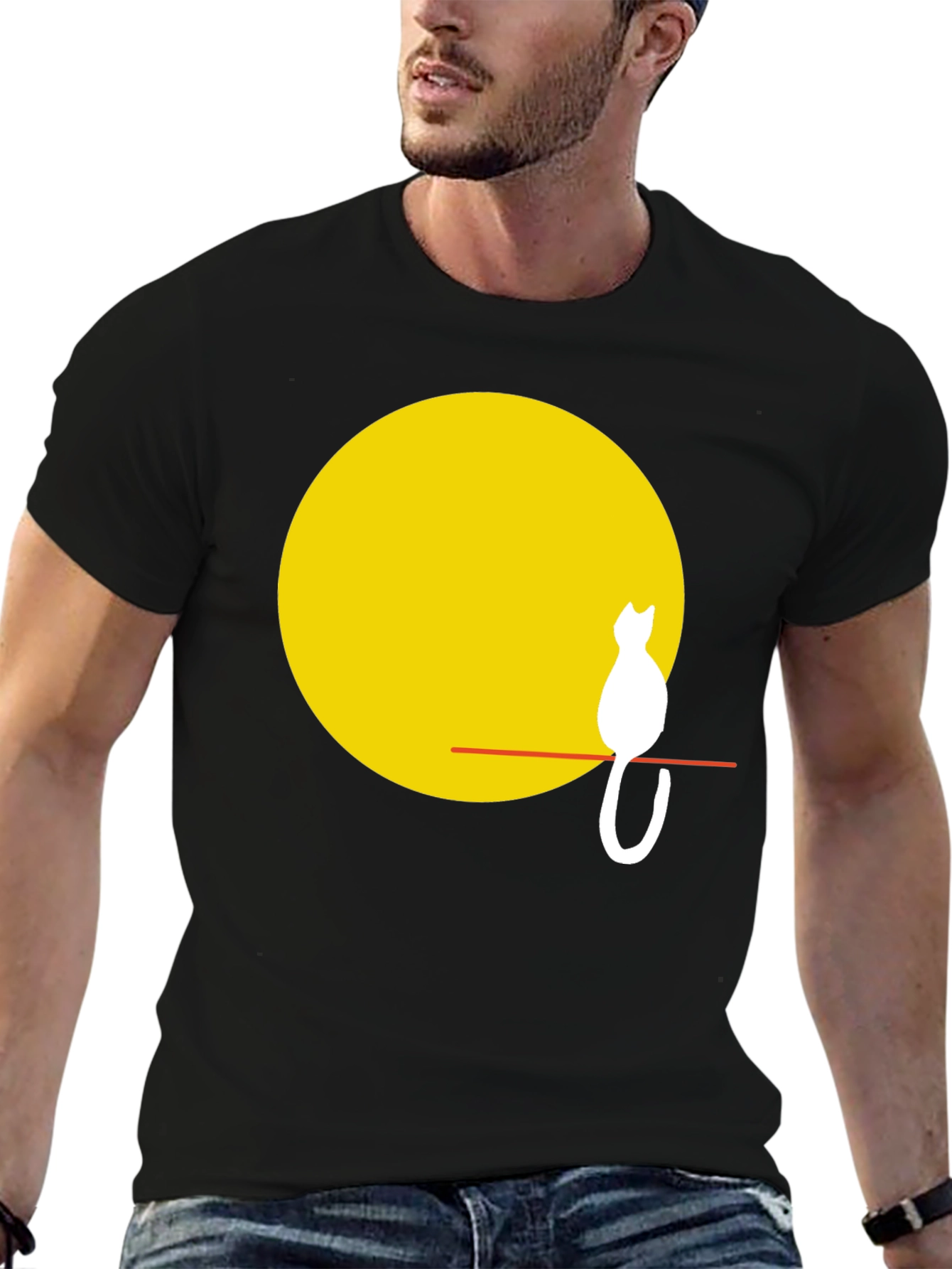 Cat Silhouette on Moon T-Shirt