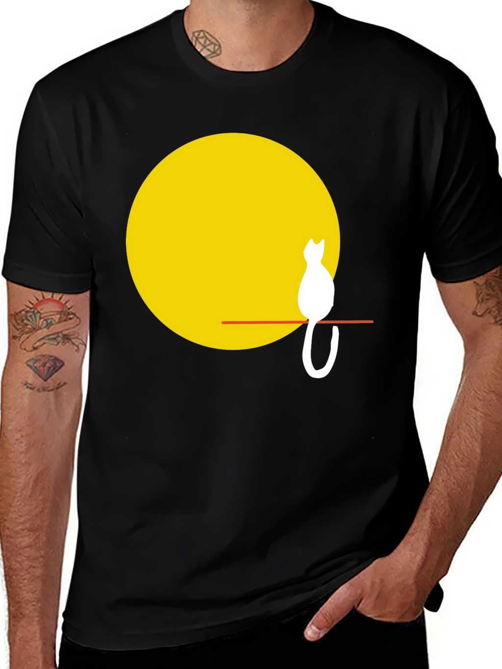 Cat Silhouette on Moon T-Shirt