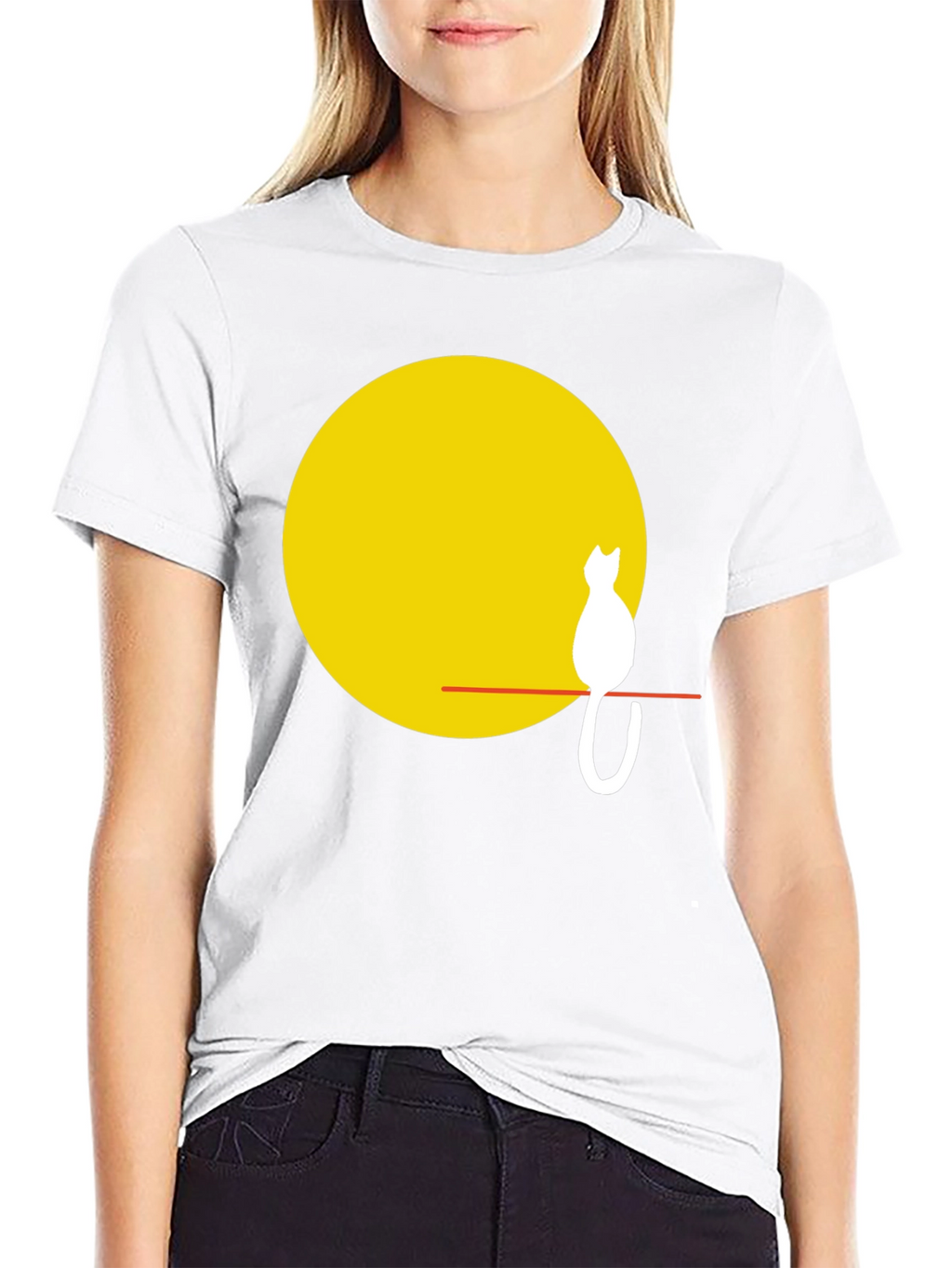 Cat Silhouette on Moon T-Shirt