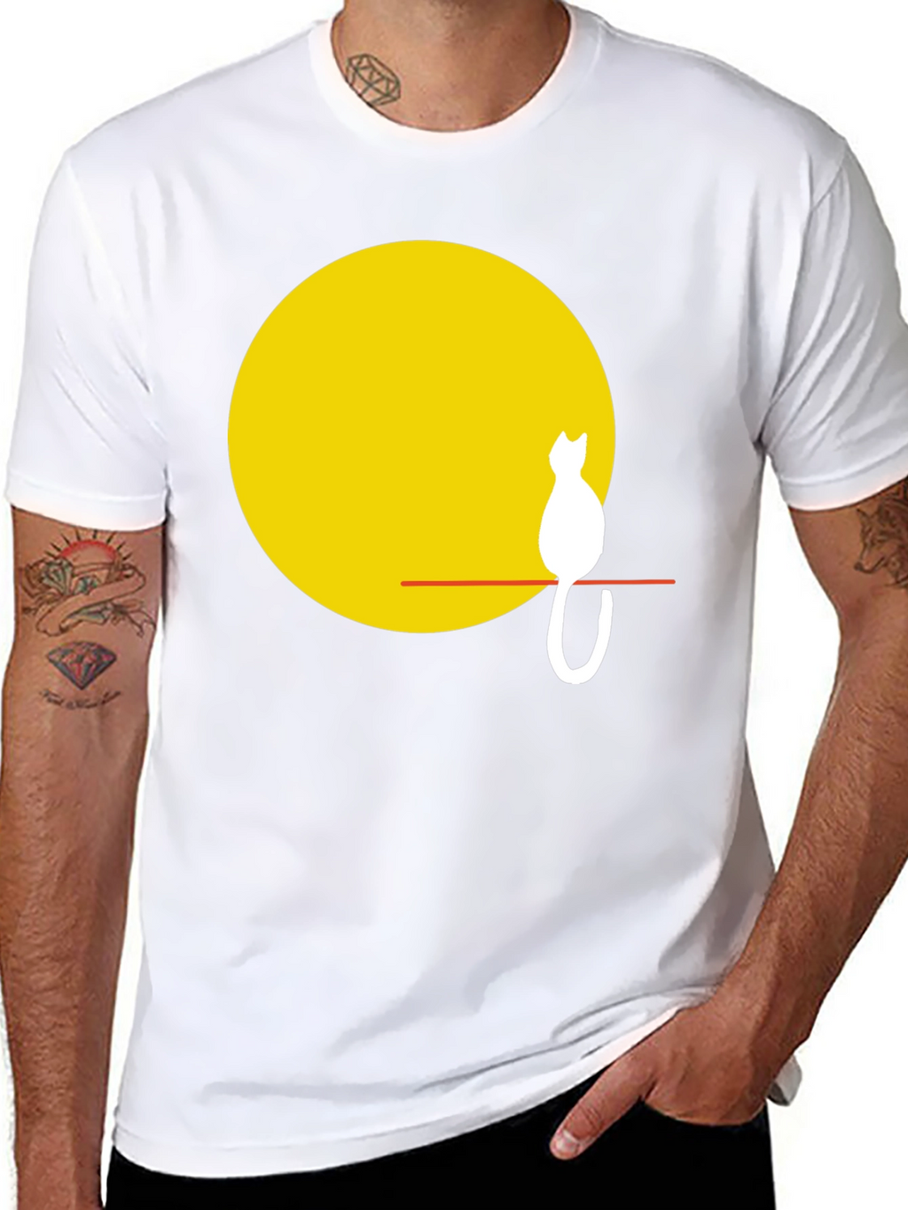 Cat Silhouette on Moon T-Shirt