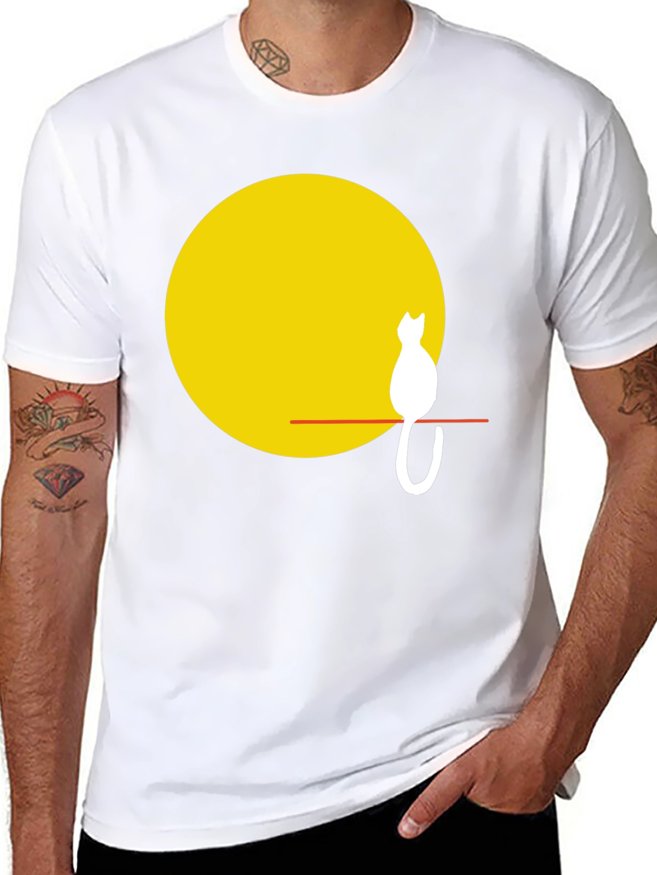 Cat Silhouette on Moon T-Shirt