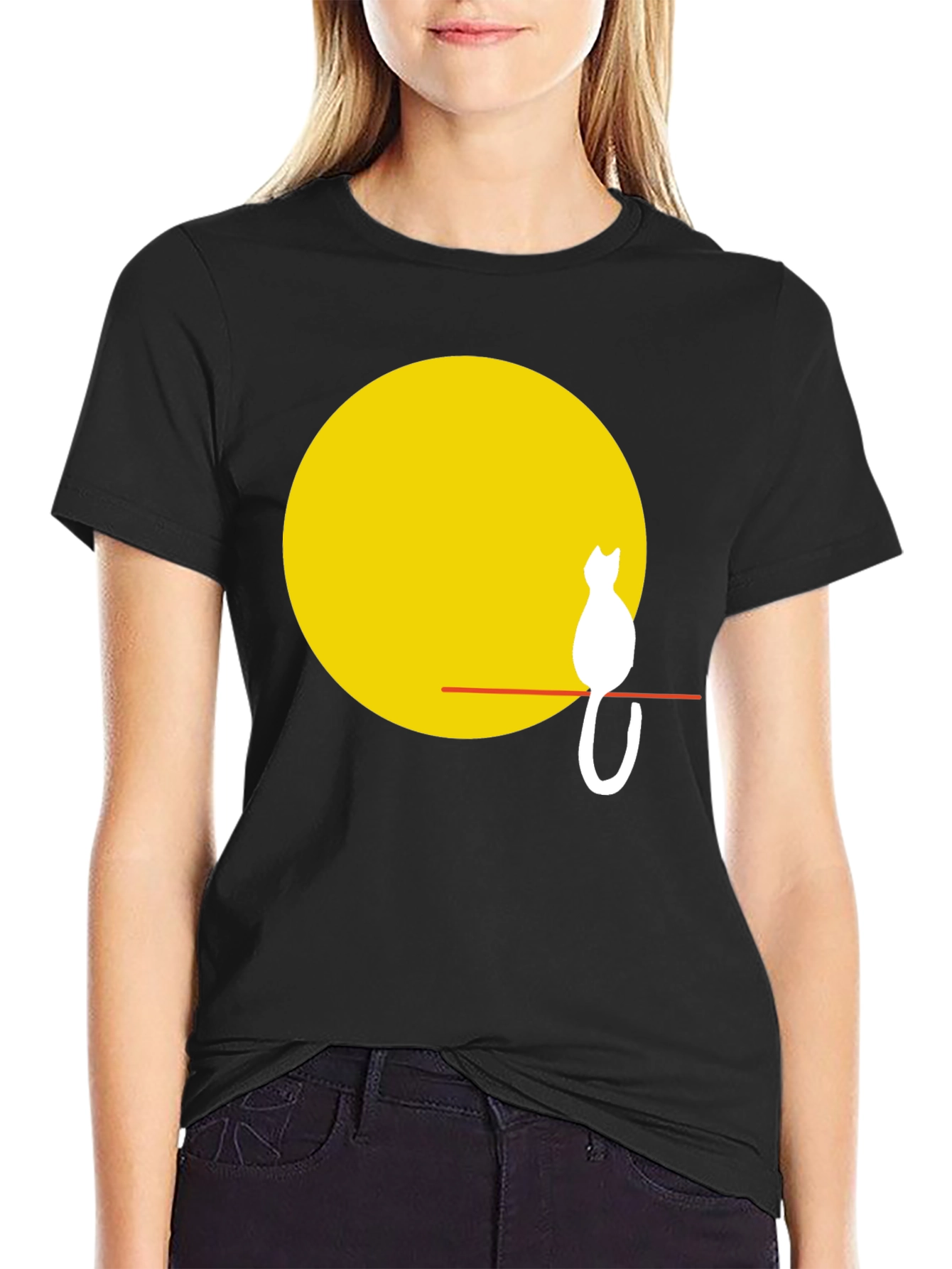 Cat Silhouette on Moon T-Shirt
