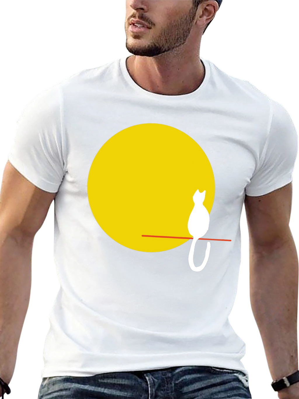 Cat Silhouette on Moon T-Shirt