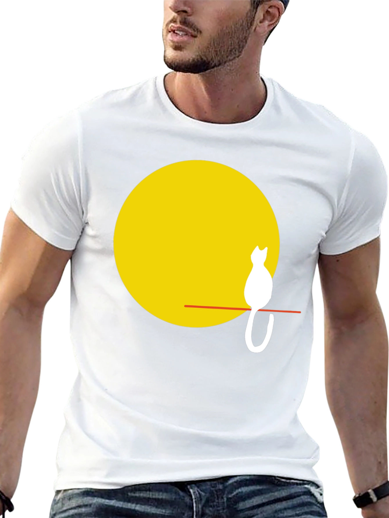 Cat Silhouette on Moon T-Shirt