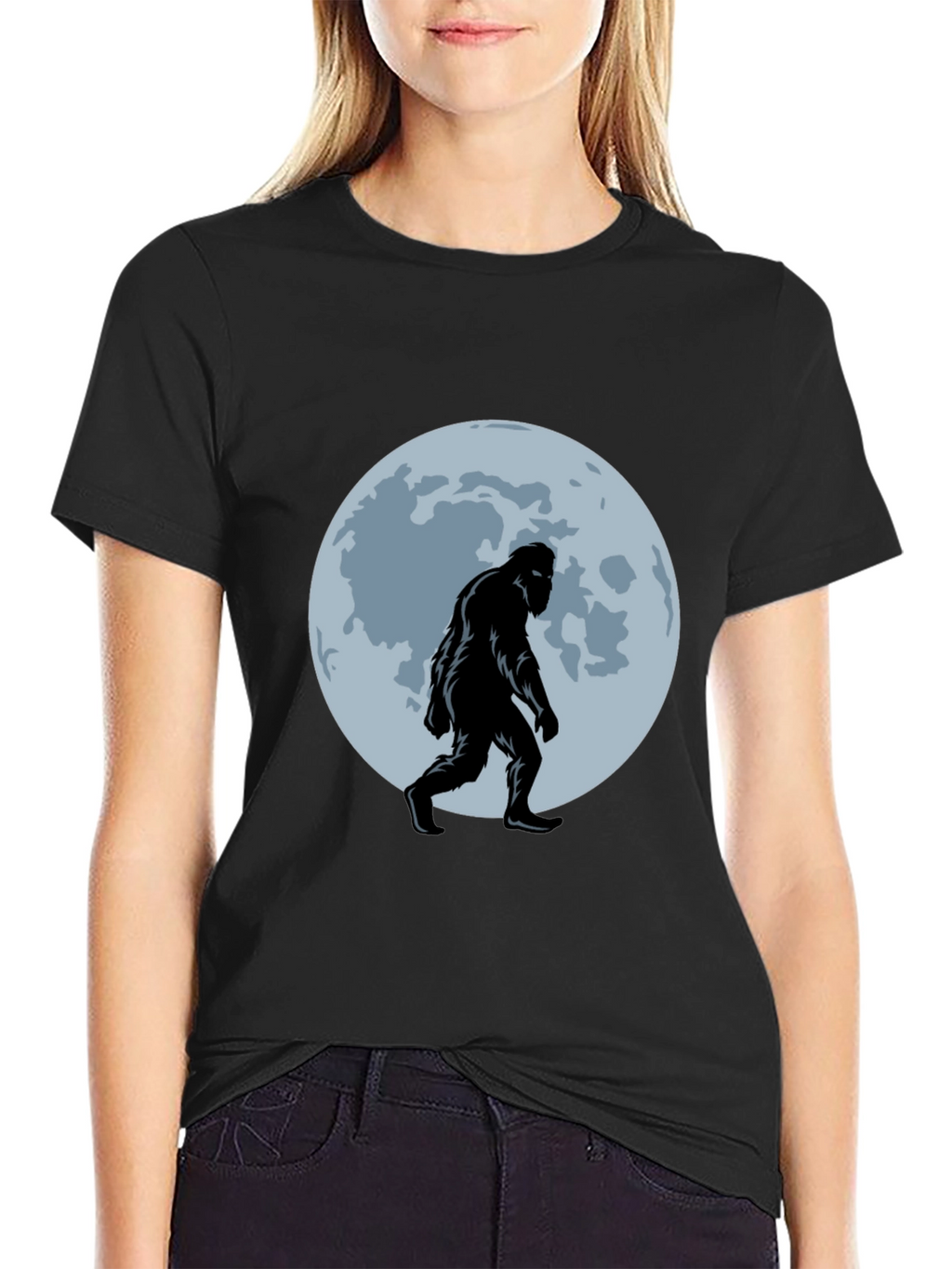 Bigfoot Moon T-Shirt - Black Sasquatch Tee
