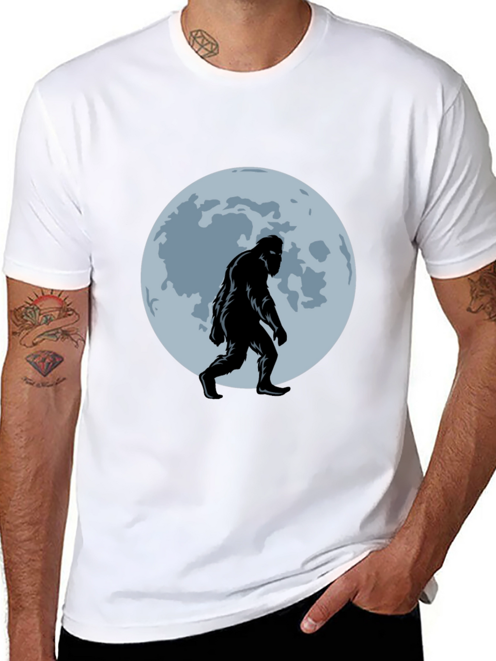 Bigfoot Moon T-Shirt - Black Sasquatch Tee