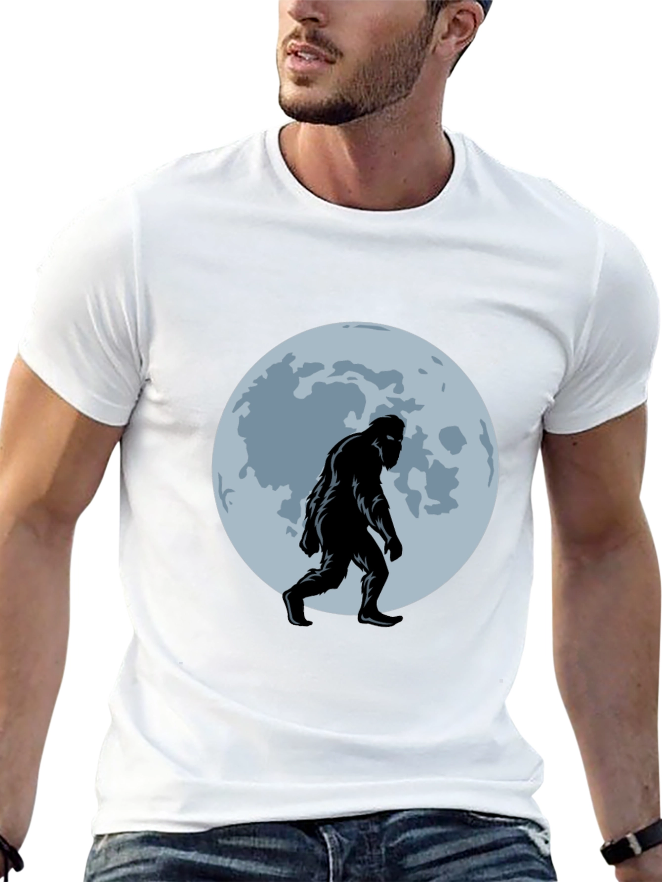 Bigfoot Moon T-Shirt - Black Sasquatch Tee