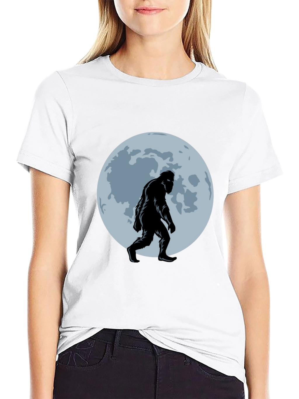 Bigfoot Moon T-Shirt - Black Sasquatch Tee