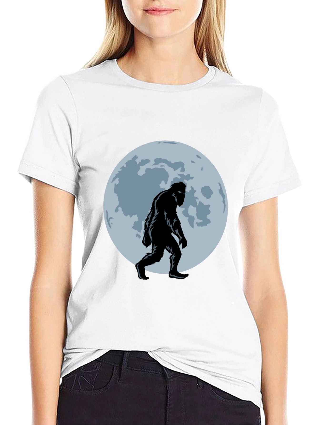Bigfoot Moon T-Shirt - Black Sasquatch Tee