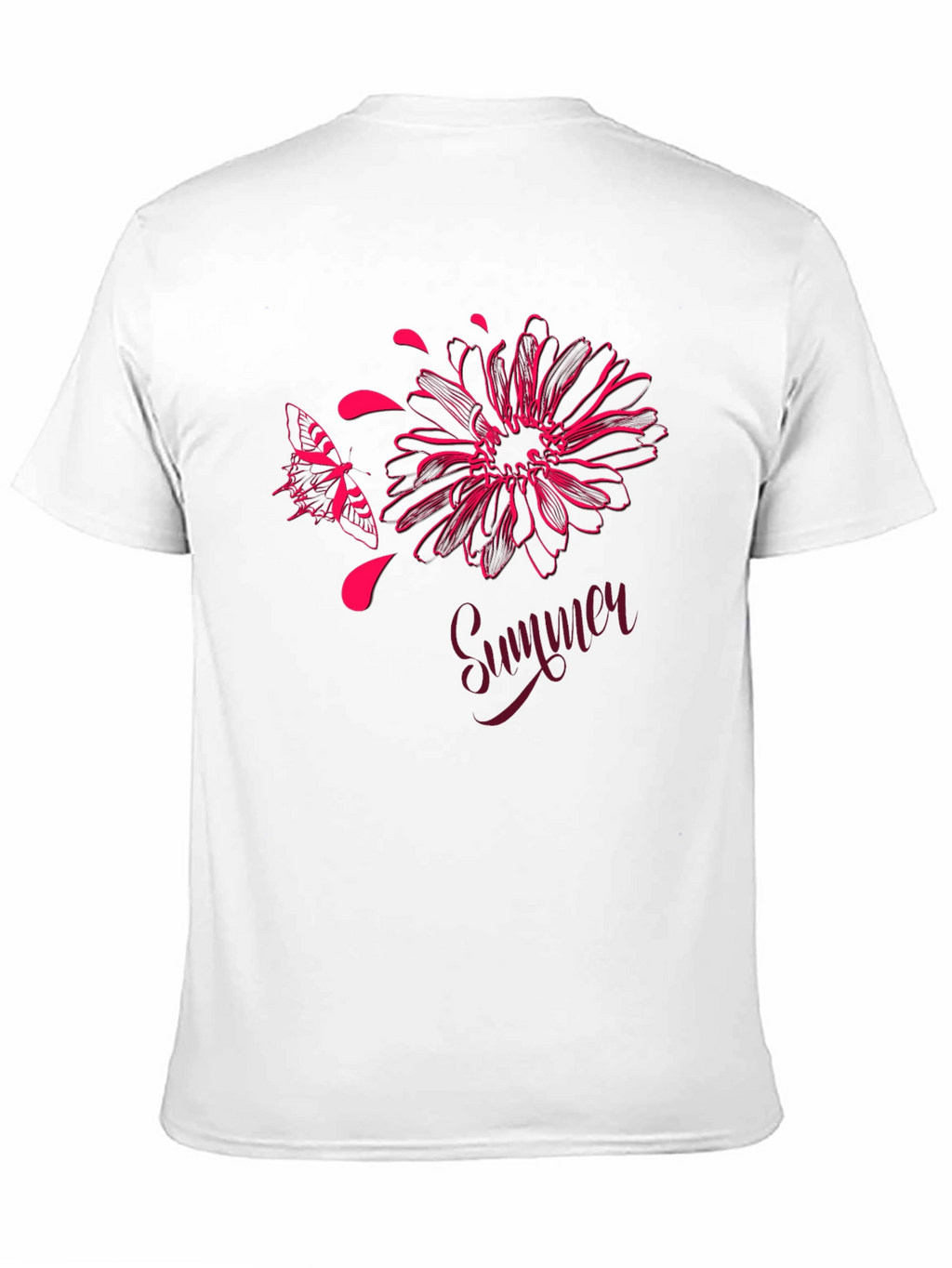 Summer Floral Butterfly Graphic Black T-Shirt