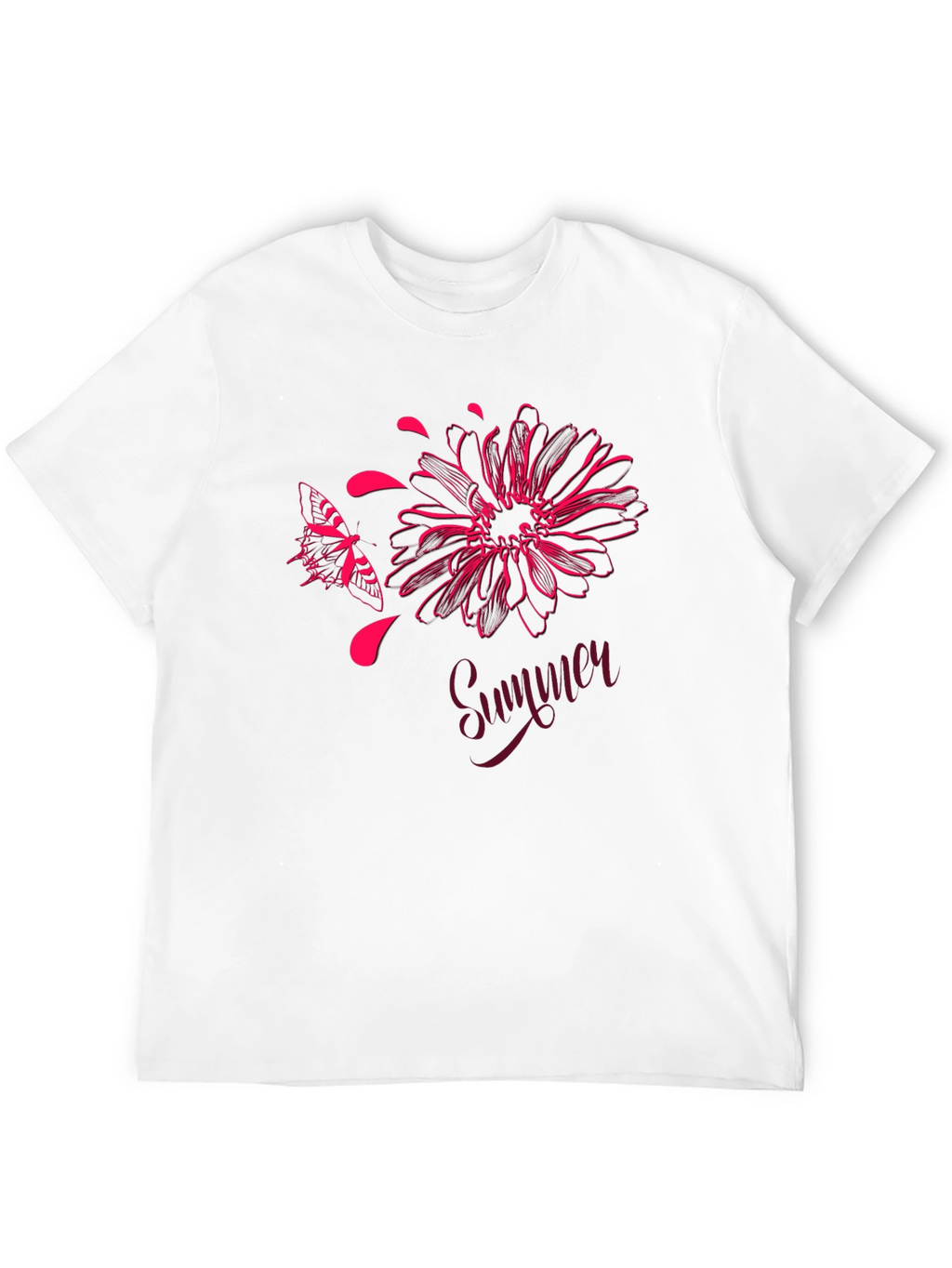 Summer Floral Butterfly Graphic Black T-Shirt