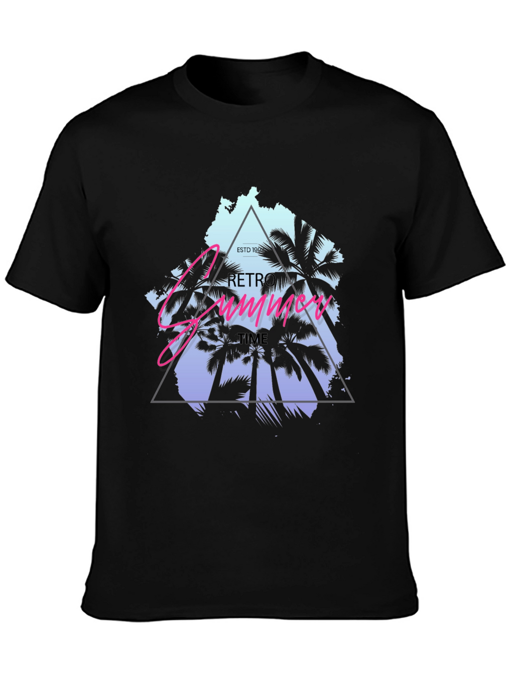 Retro Summer Time Black T-Shirt