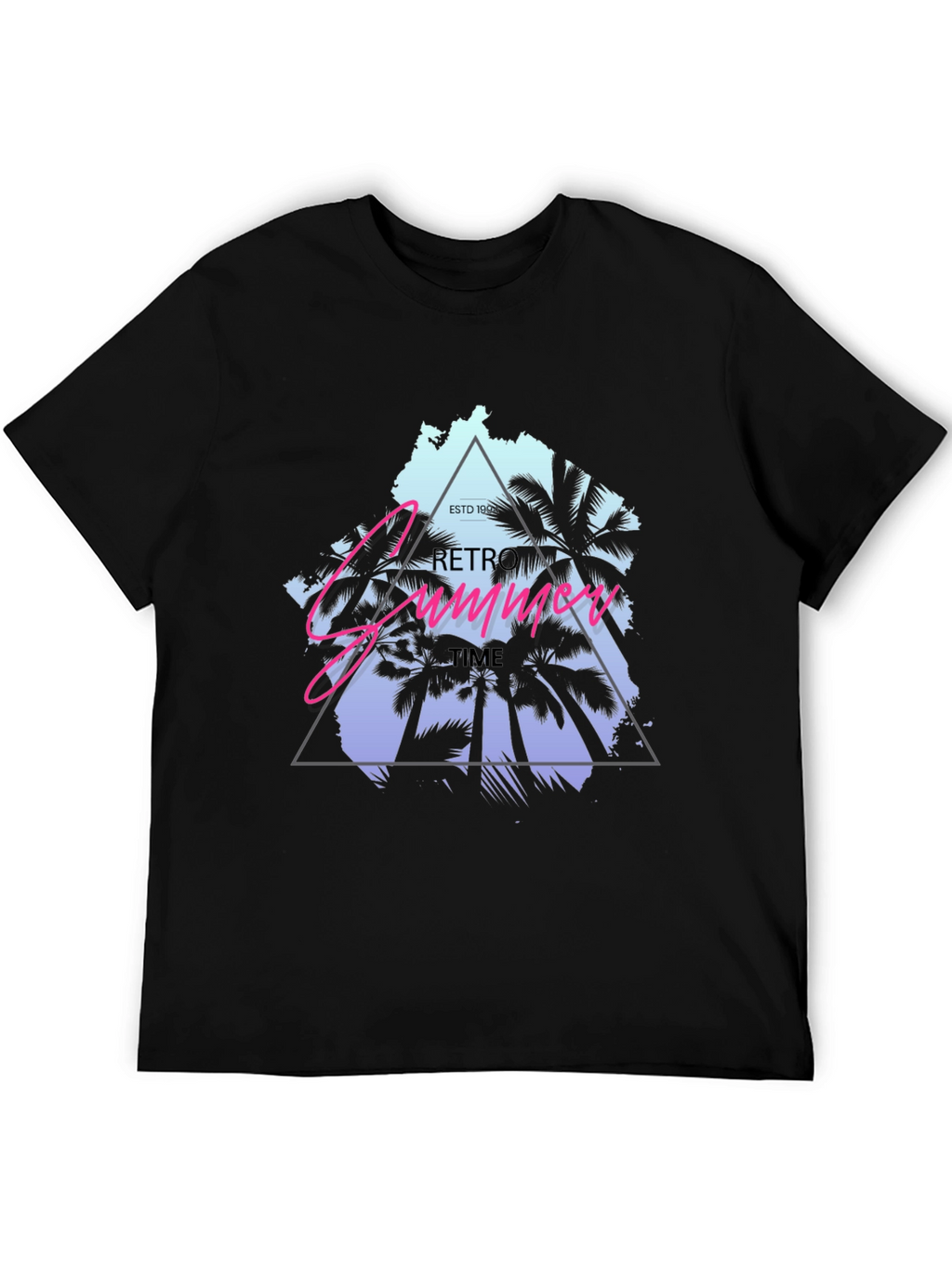 Retro Summer Time Black T-Shirt
