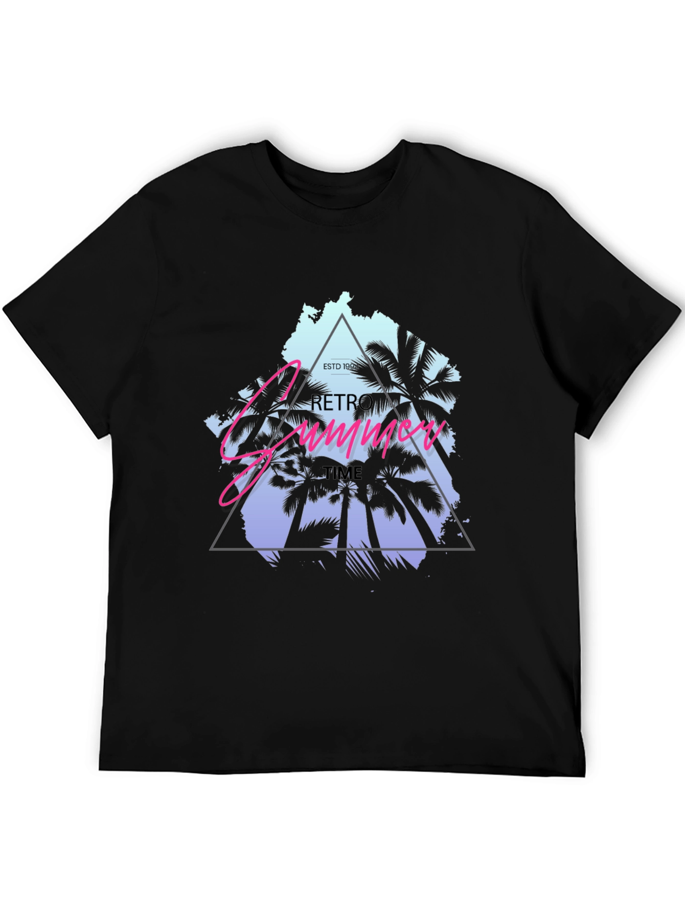 Retro Summer Time Black T-Shirt