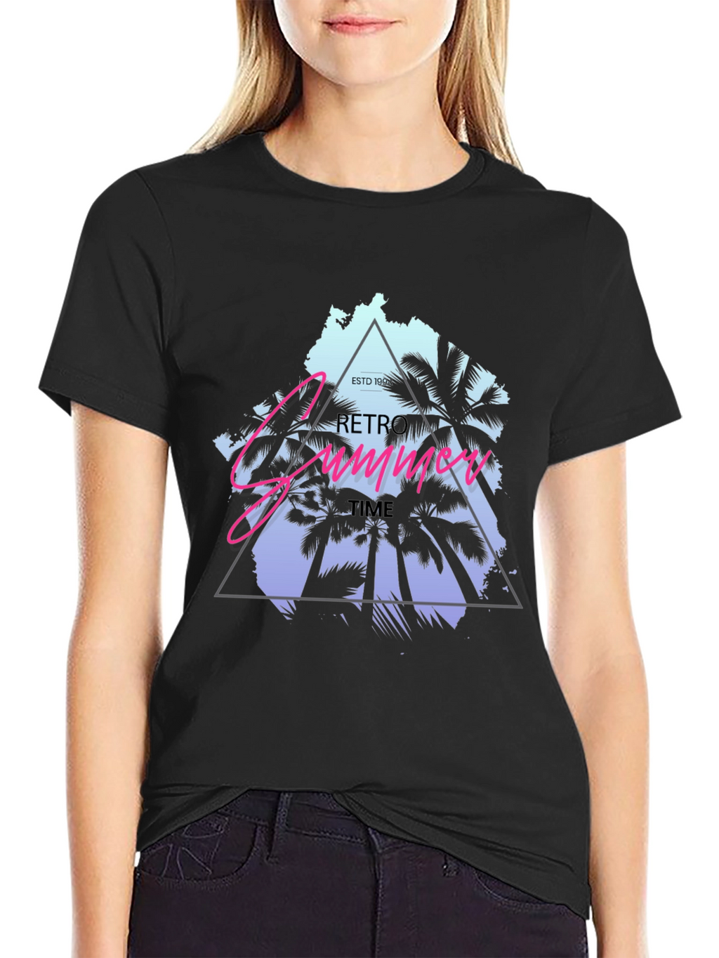 Retro Summer Time Black T-Shirt