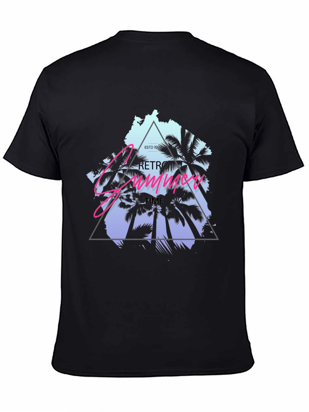 Retro Summer Time Black T-Shirt