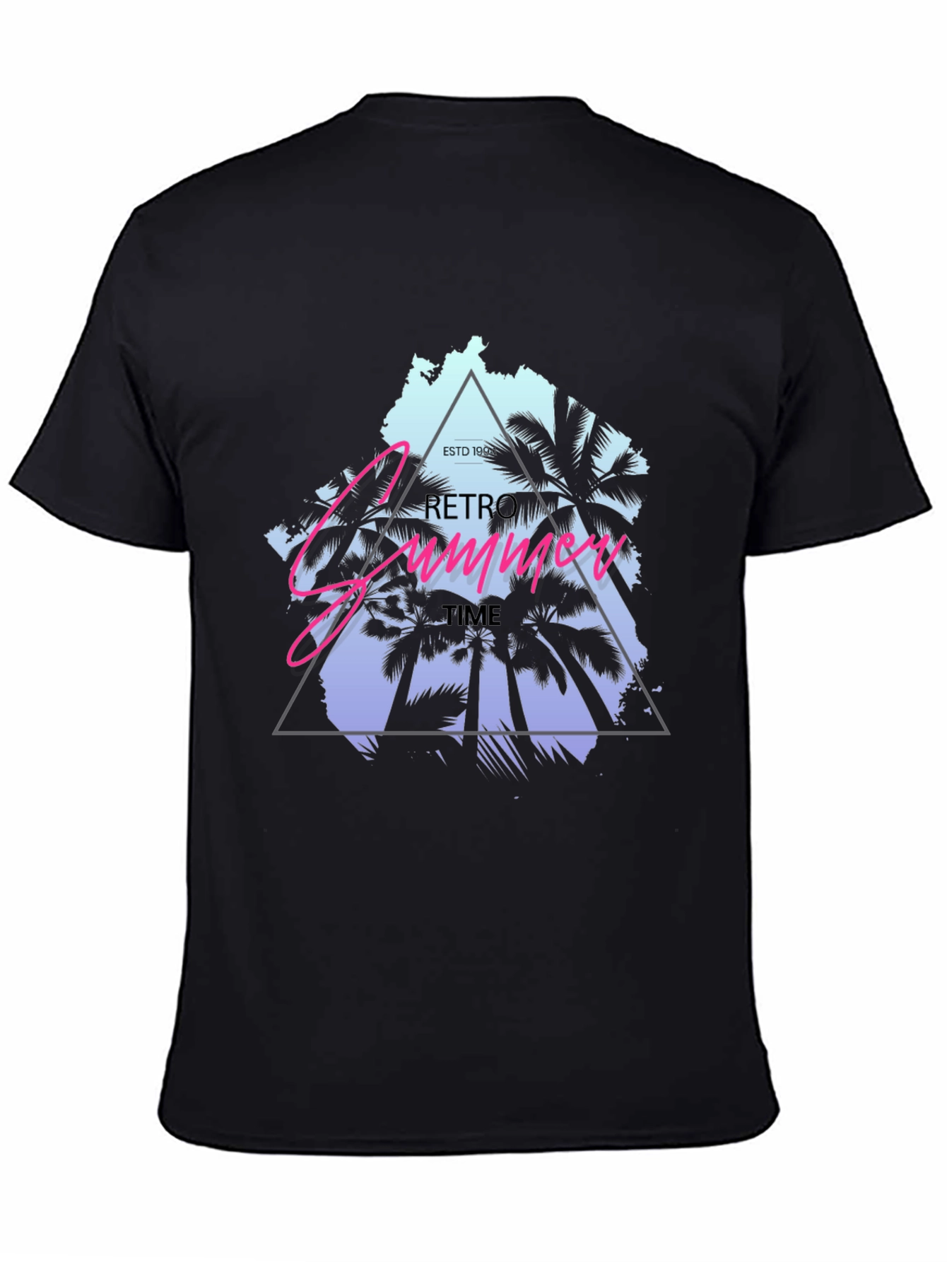 Retro Summer Time Black T-Shirt