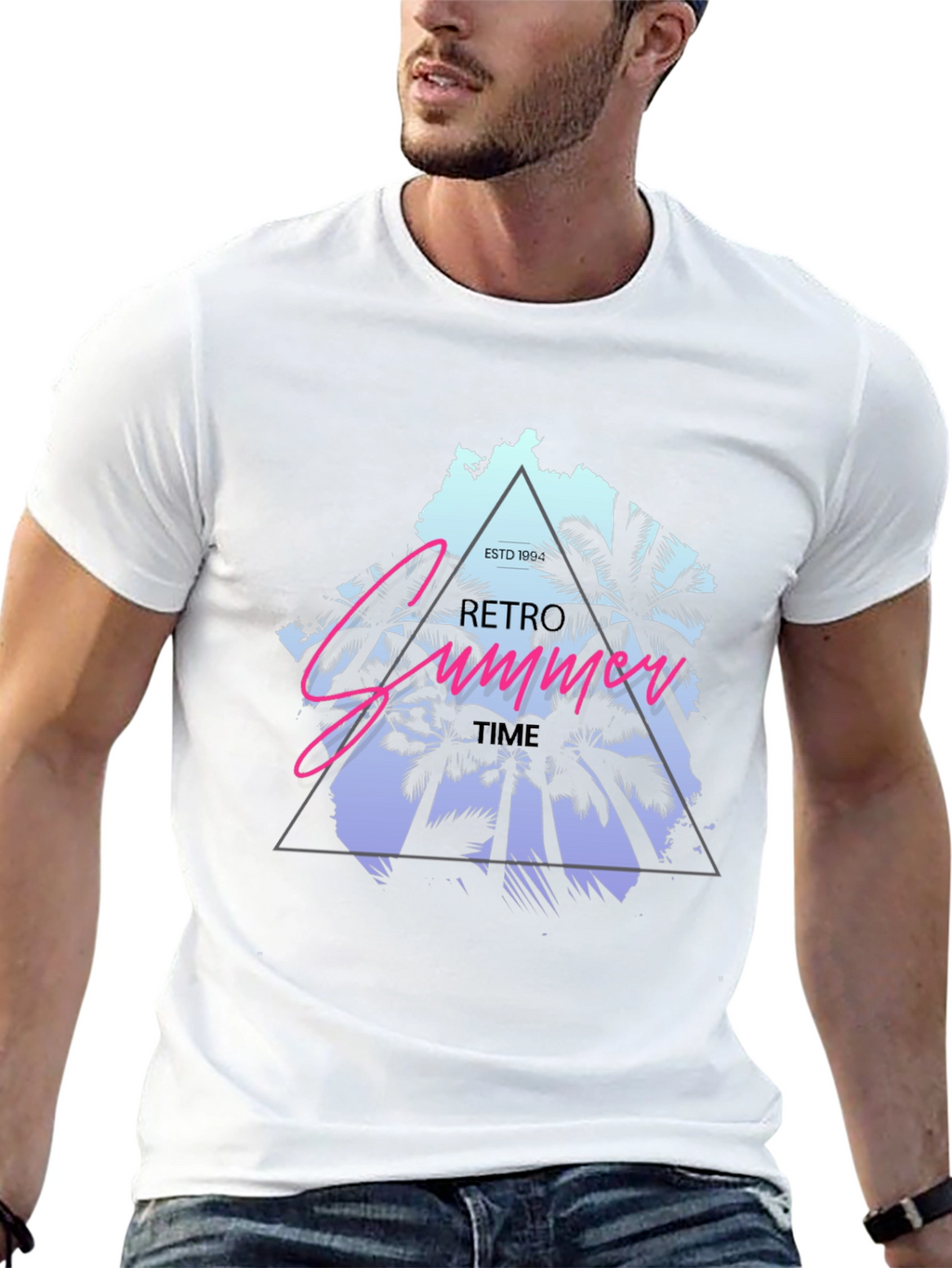 Retro Summer Time Black T-Shirt