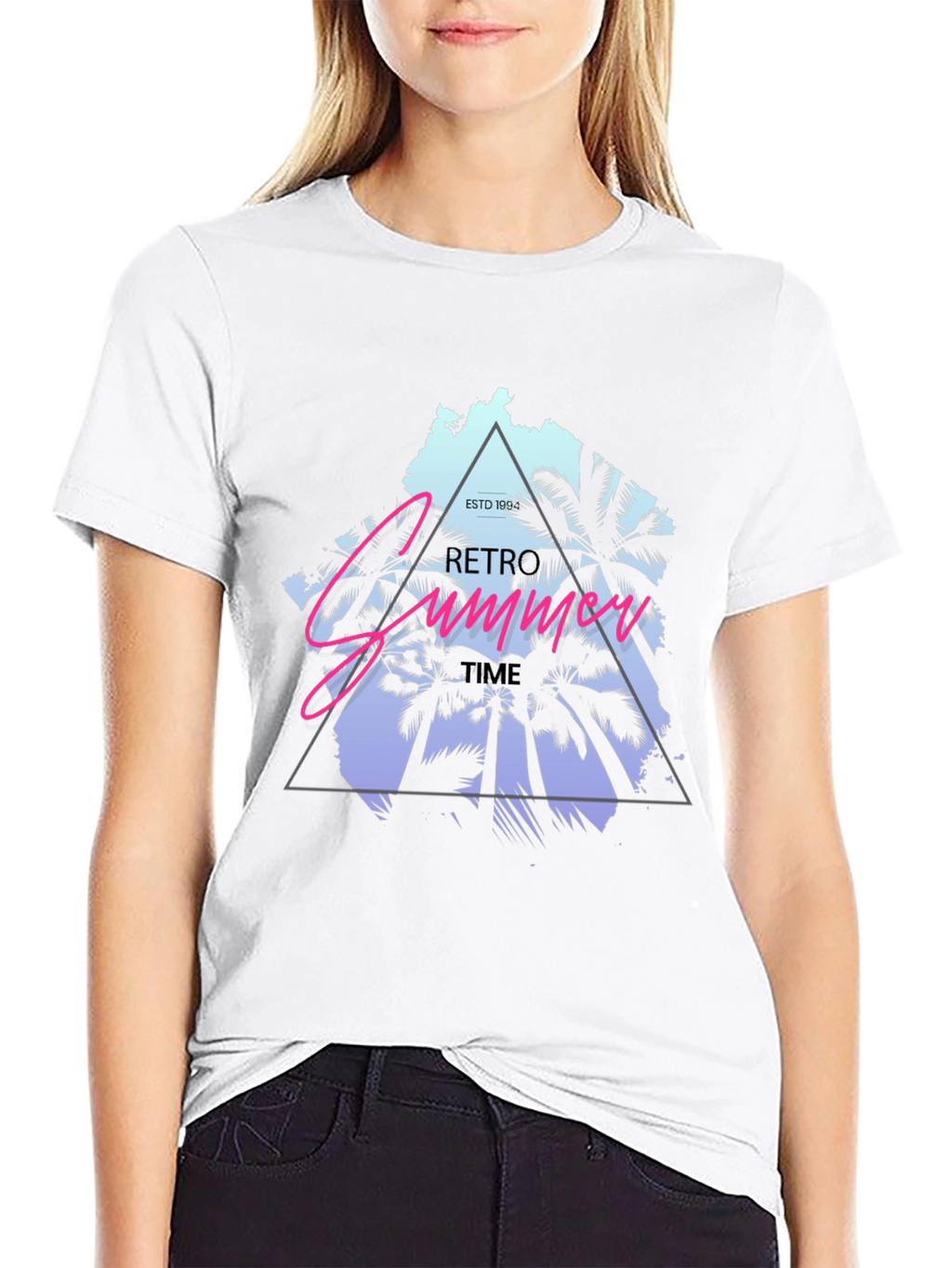Retro Summer Time Black T-Shirt