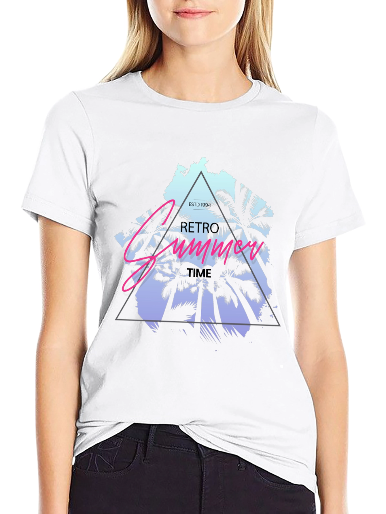 Retro Summer Time Black T-Shirt