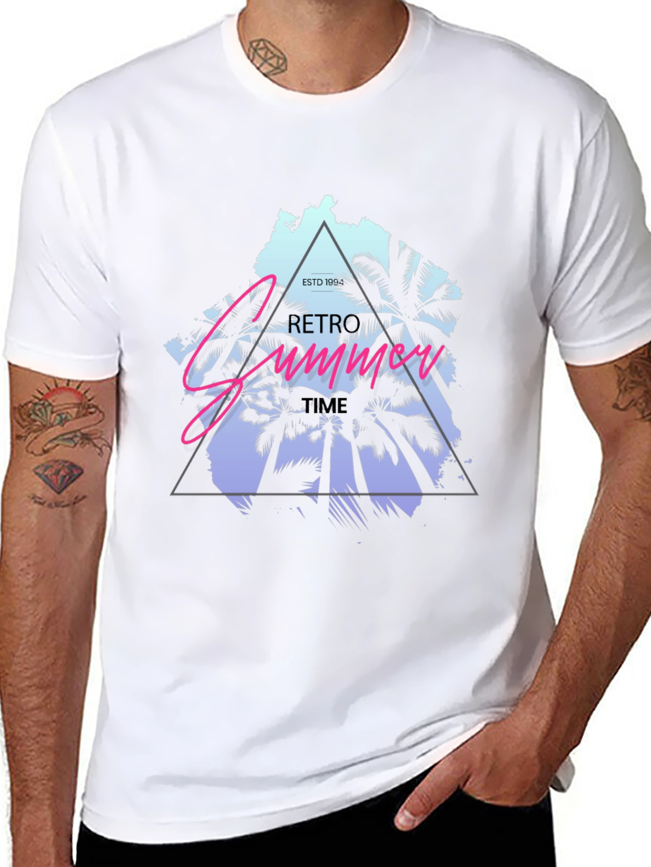 Retro Summer Time Black T-Shirt