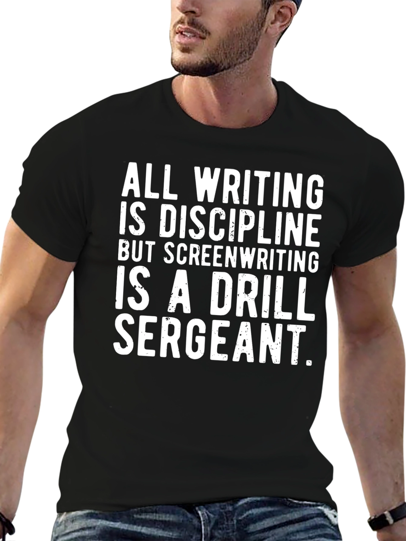 Screenwriting Drill Sergeant Black Graphic T-Shirt