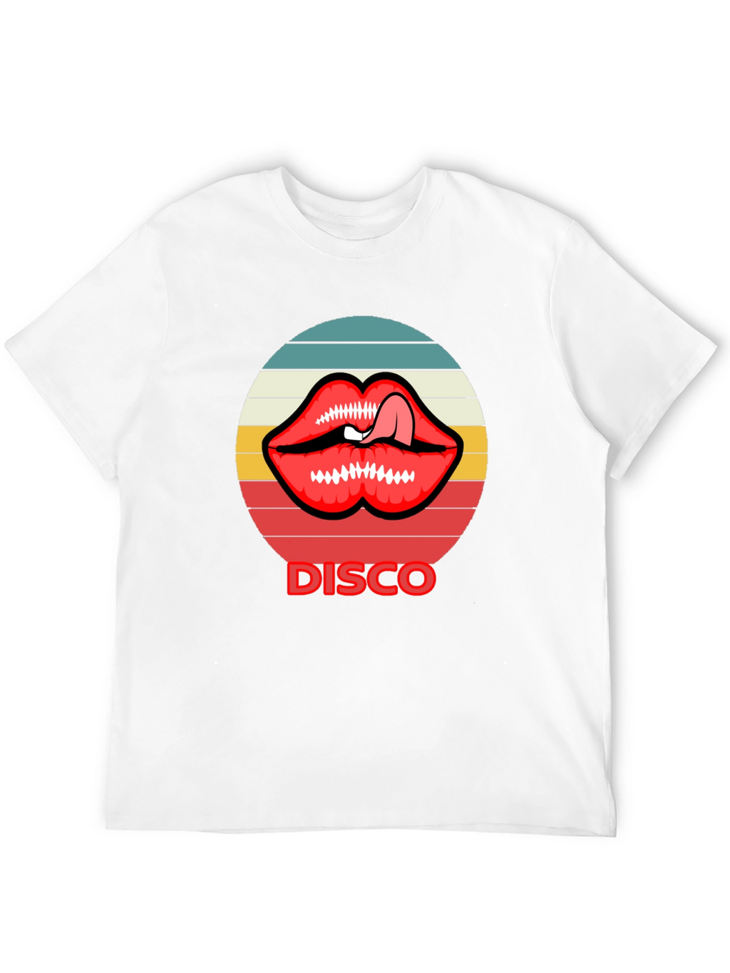 Retro Disco Lips Graphic Tee - Unique Design!