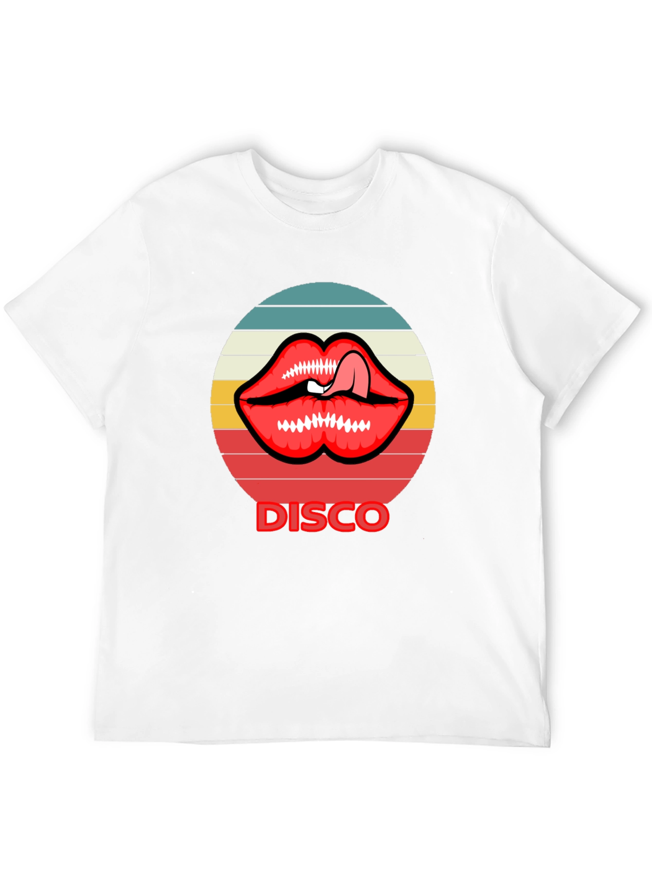 Retro Disco Lips Graphic Tee - Unique Design!